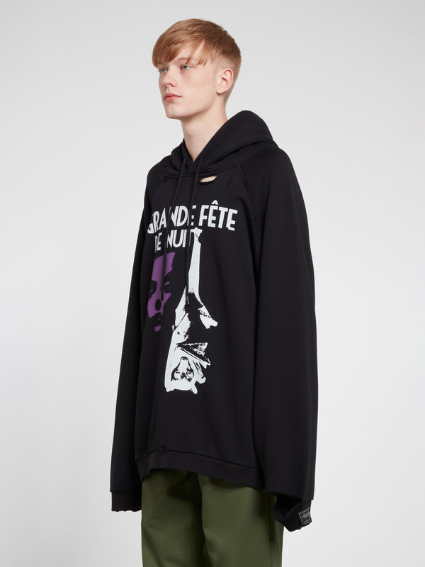 Raf Simons - Men’s Destroyed Oversized Grand Fete de Nuit Hoodie - (Black)