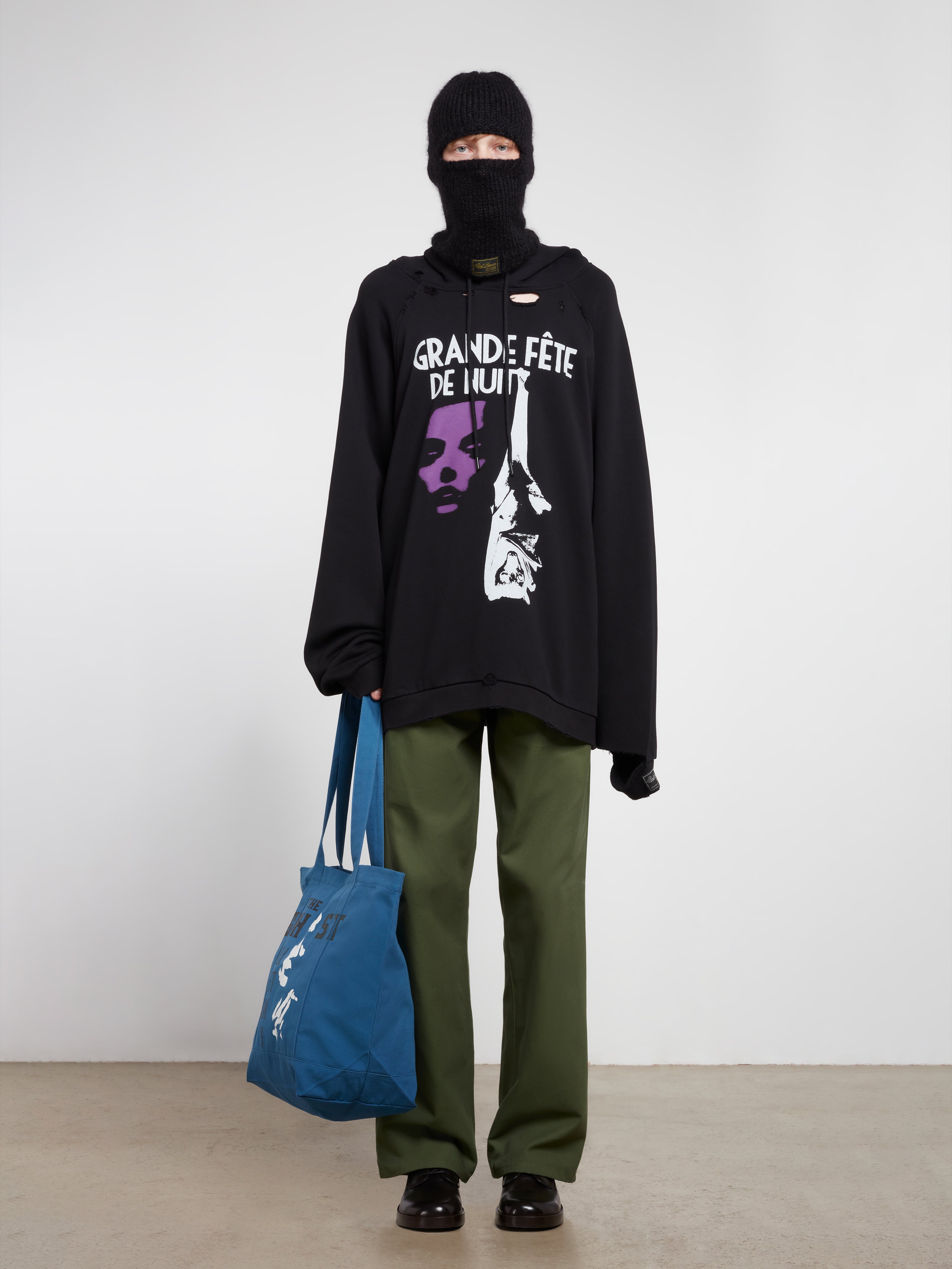 Raf Simons - Men’s Destroyed Oversized Grand Fete de Nuit Hoodie - (Black)