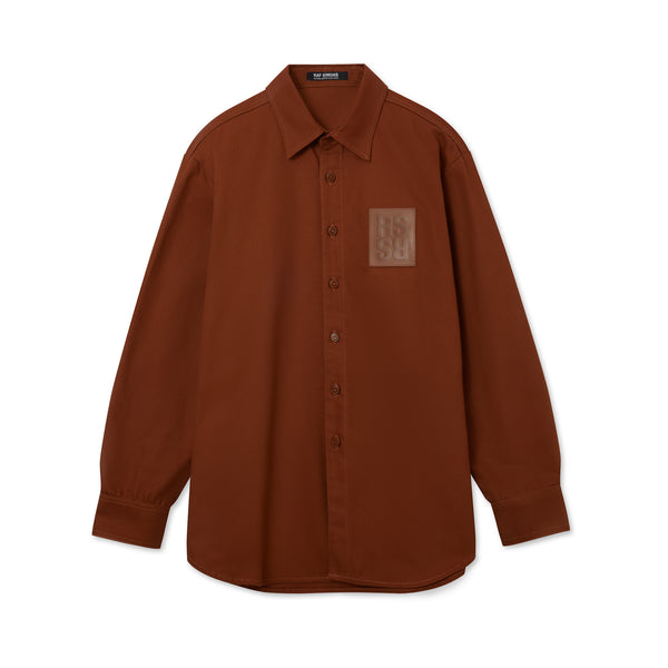 Raf Simons - Men’s Straight Fit Denim Shirt With R Pin - (Dark Brown)