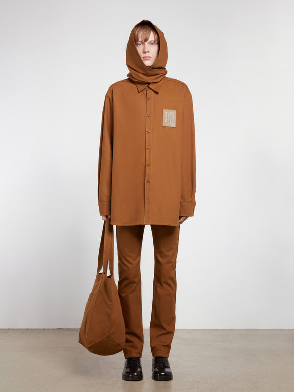 Raf Simons - Men’s Straight Fit Denim Shirt With R Pin - (Dark Brown)