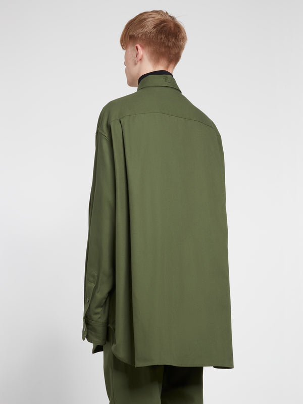 Raf Simons - Men’s Oversized Denim Shirt With R Pin - (Khaki)