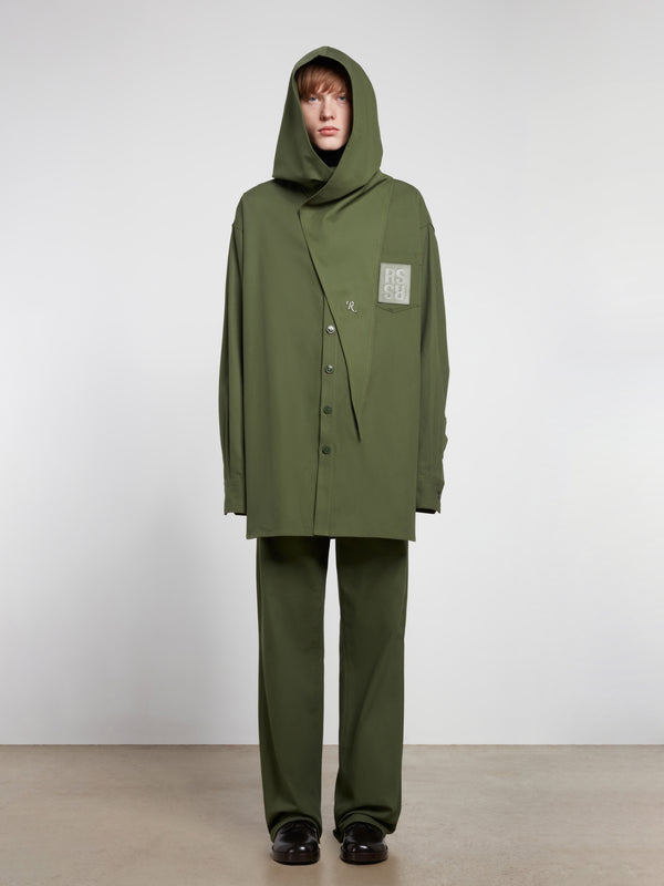 Raf Simons - Men’s Oversized Denim Shirt With R Pin - (Khaki)
