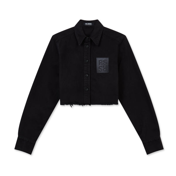 Raf Simons - Women’s Cropped Denim Shirt With R Pin - (Black)