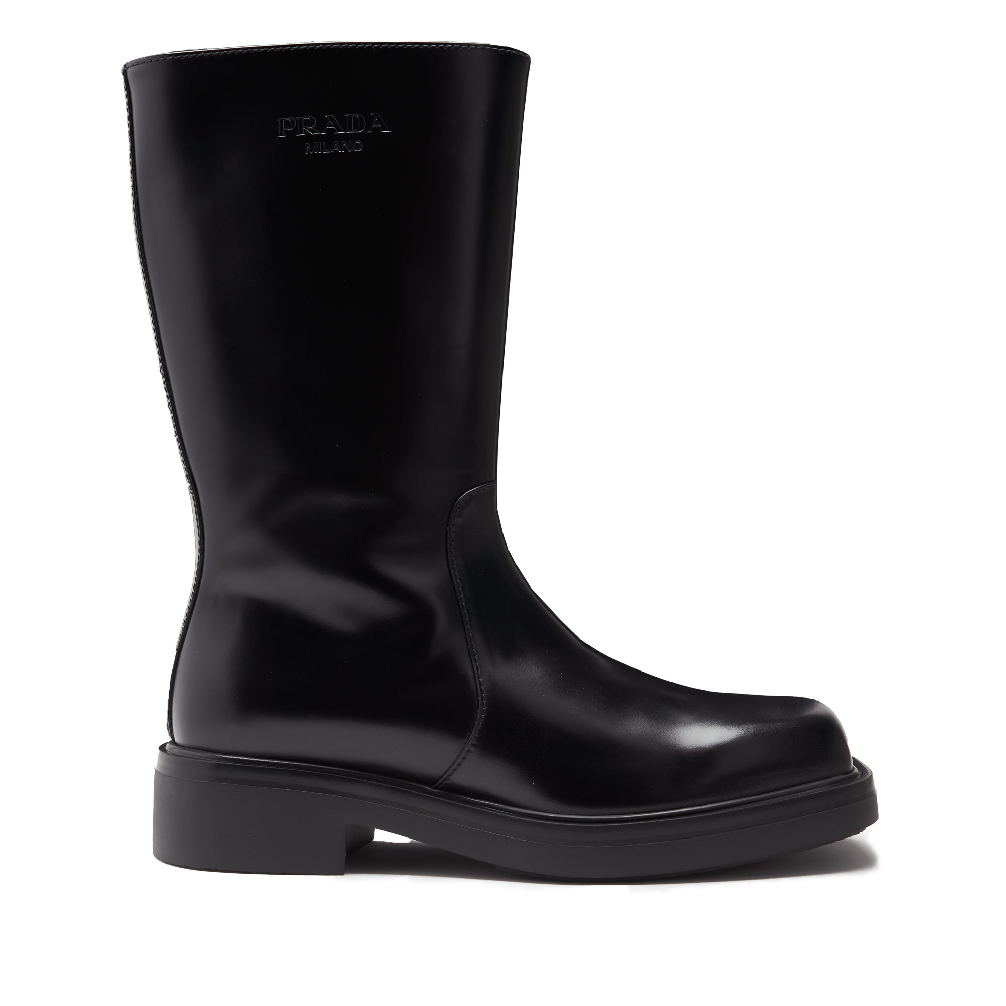 Prada Men's Brushed leather stovepipe boots (Black) | Dover Street ...