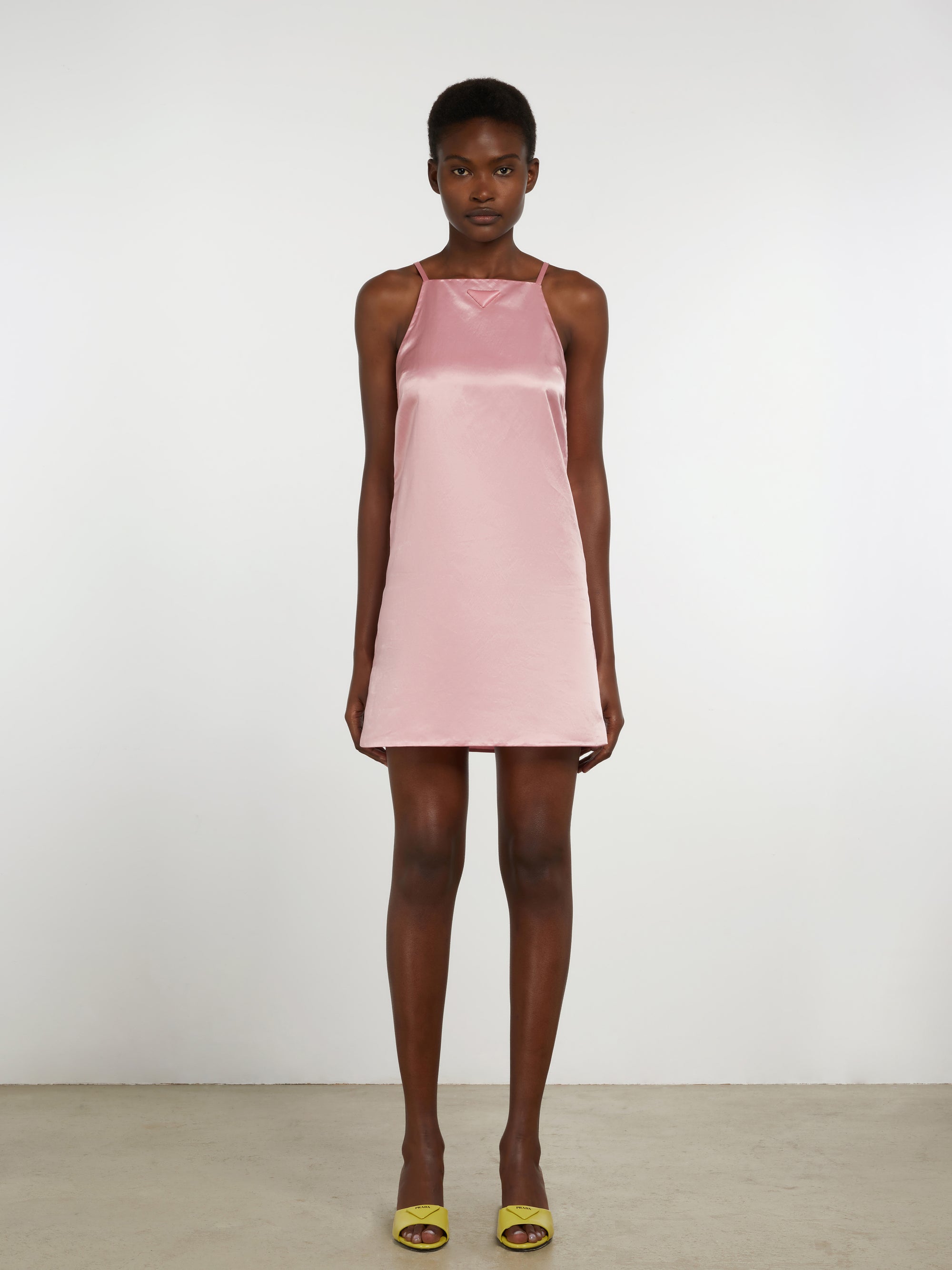 Satin Beaded Mini Dress in Pink – Bipty