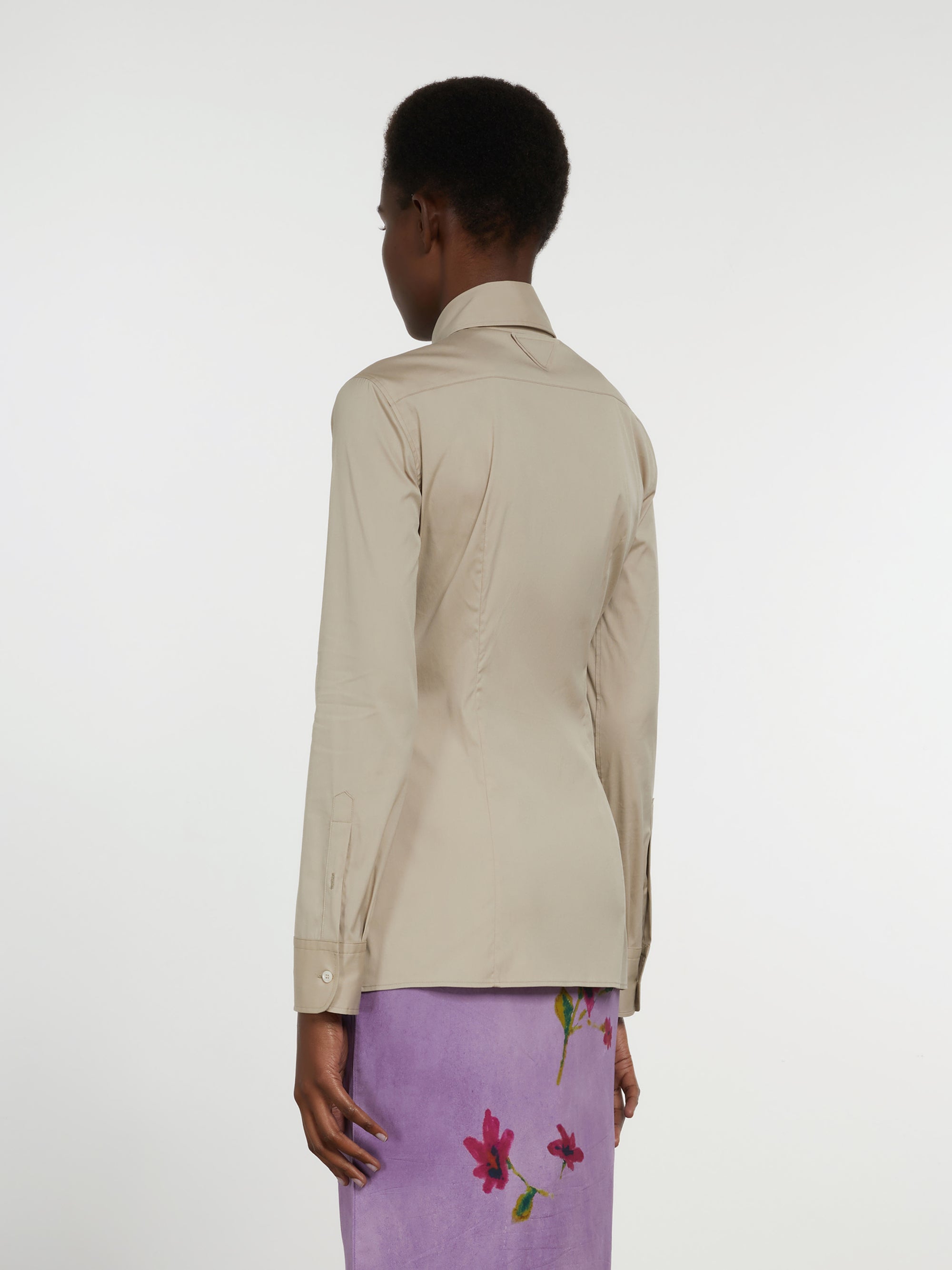 Prada - Women’s Stretch Poplin Shirt - (Limestone) view 3