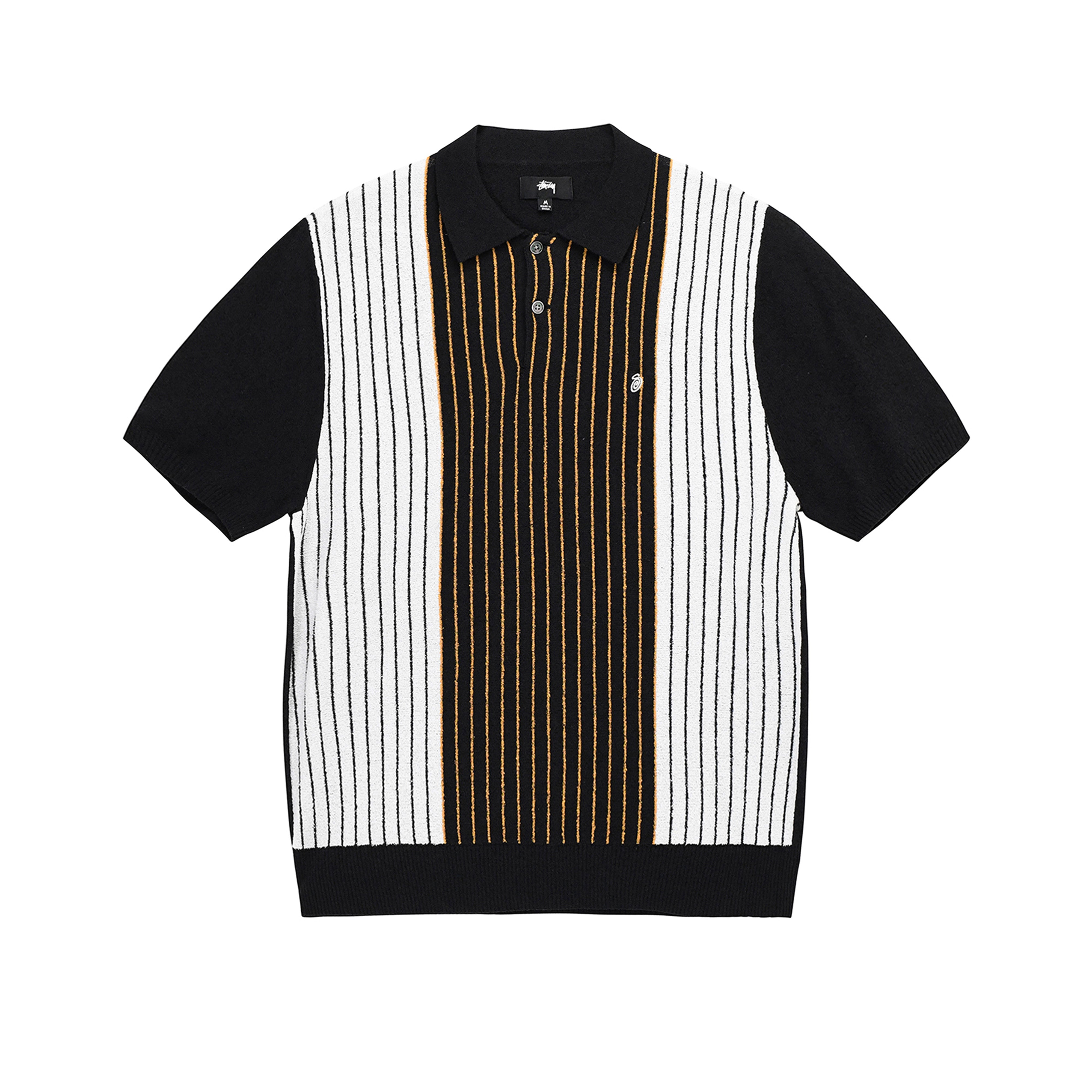 Stussy Men's Textured Ss Polo Sweater (Black Stripe) | Dover