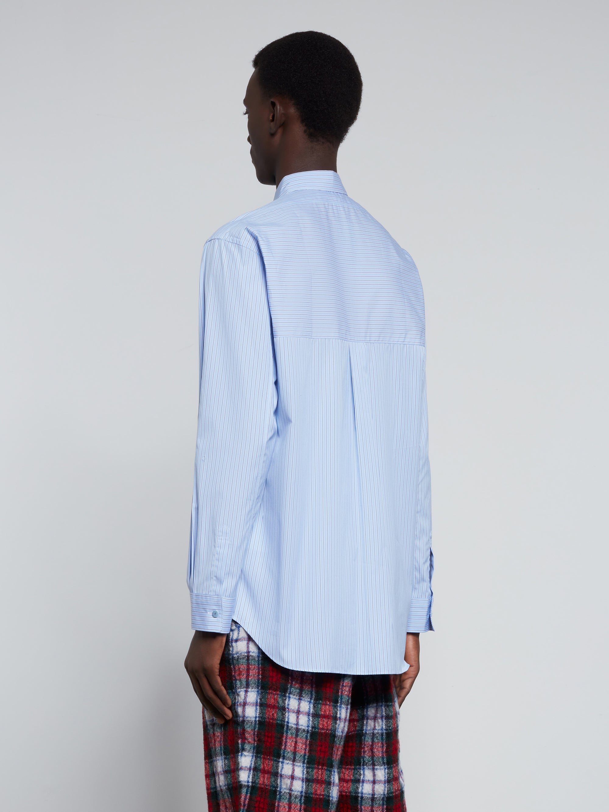 CDG Shirt Forever - Classic Fit Woven Cotton Shirt - (Blue Stripe) view 3