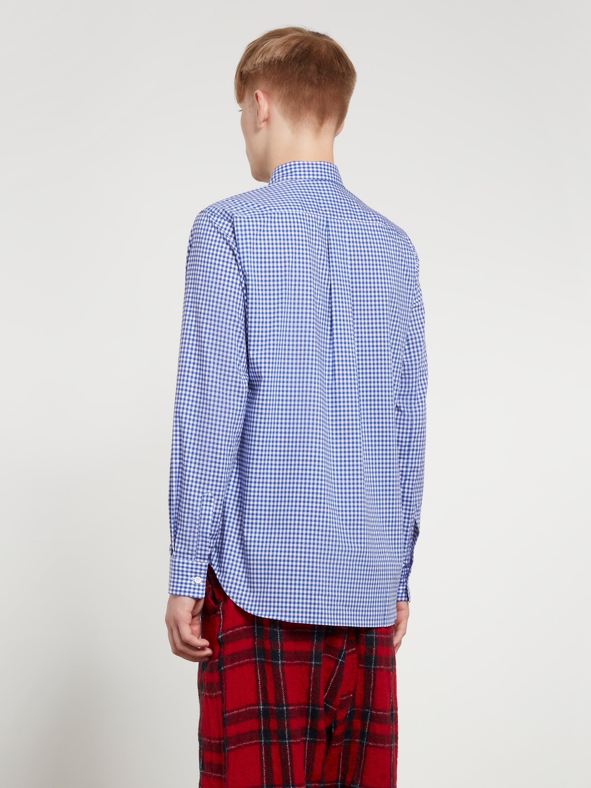 CDG Shirt Forever - Slim Fit Button-Down Checked Shirt - (Blue Gingham) view 3