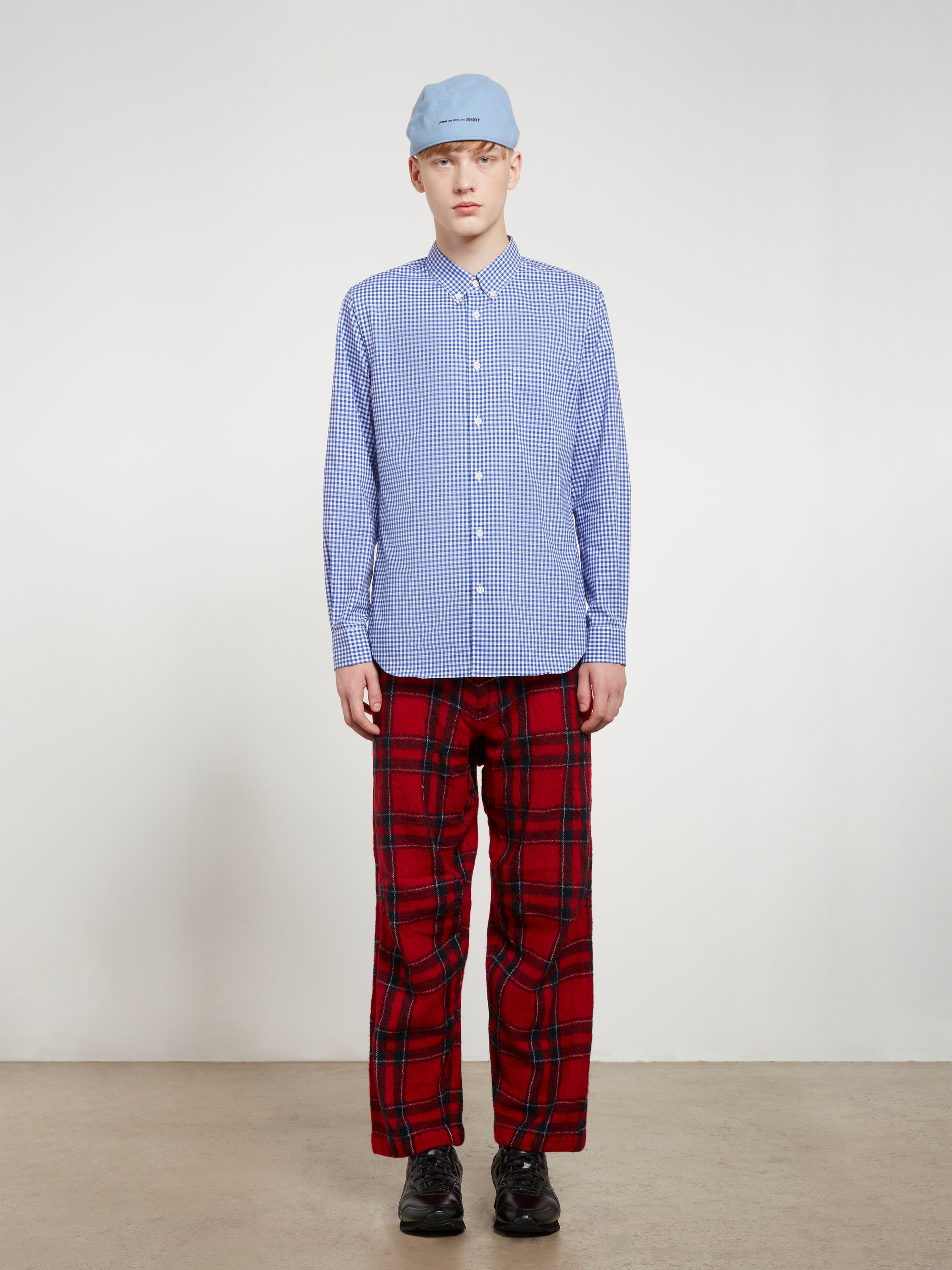 CDG Shirt Forever - Slim Fit Button-Down Checked Shirt - (Blue Gingham) view 4