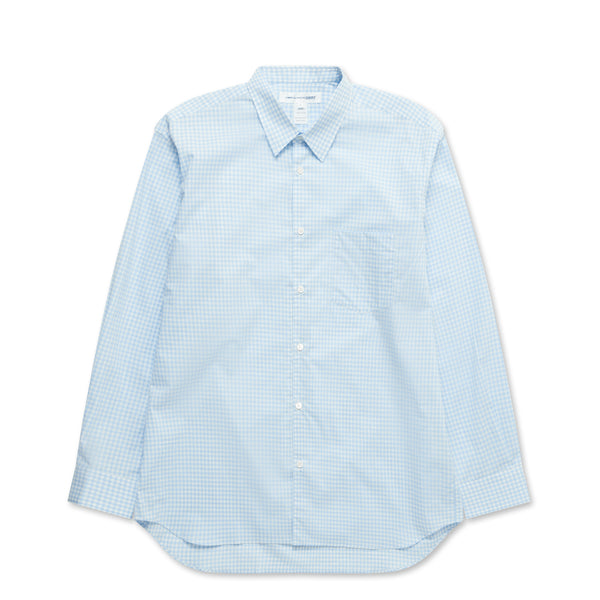 CDG Shirt Forever - Wide Fit Small Check Woven Cotton Shirt - (Blue)