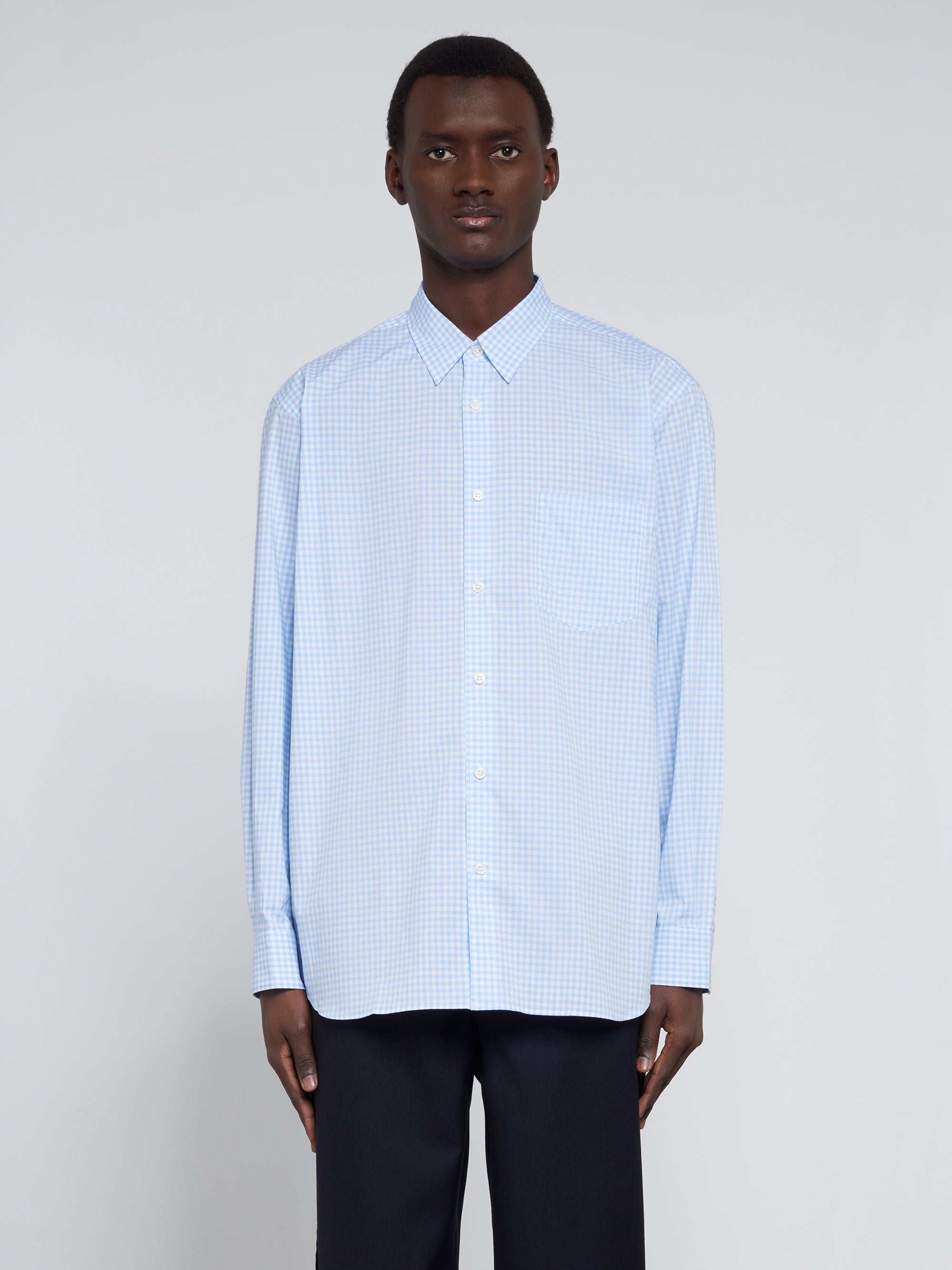 CDG Shirt Forever - Wide Fit Small Check Woven Cotton Shirt - (Blue) view 2