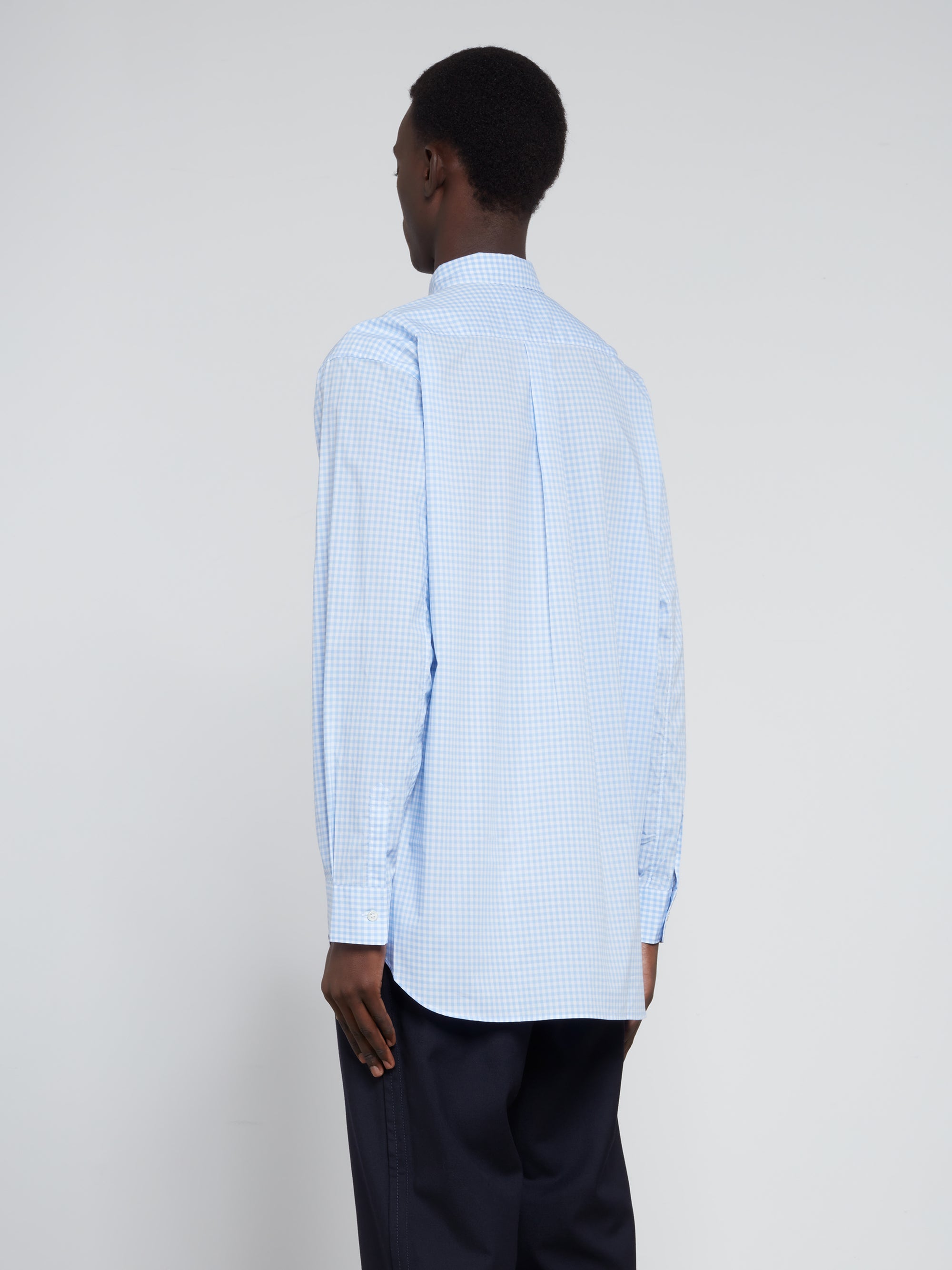 CDG Shirt Forever - Wide Fit Small Check Woven Cotton Shirt - (Blue) view 4