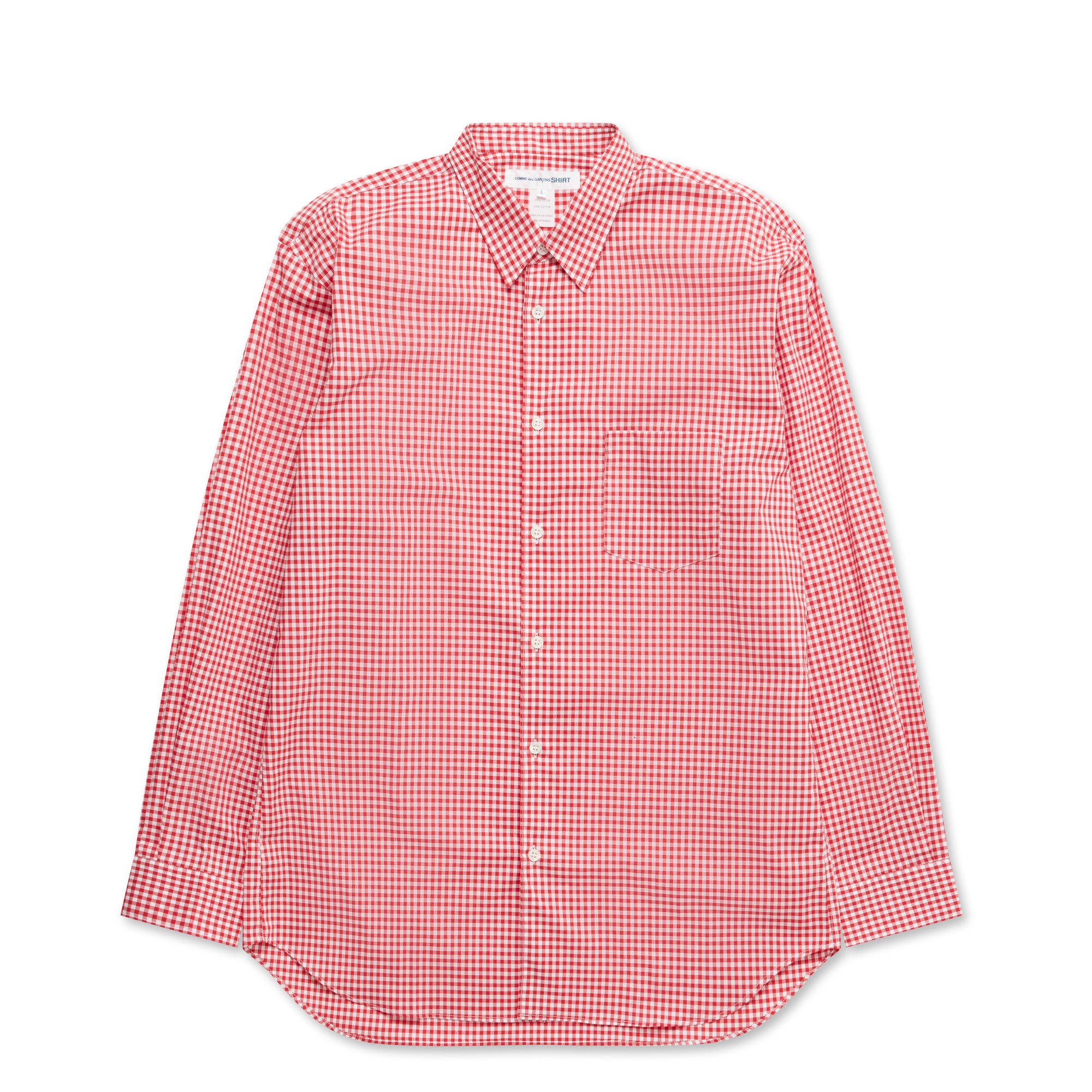 CDG Shirt Forever - Wide Fit Woven Cotton Gingham Shirt - (Red) view 5
