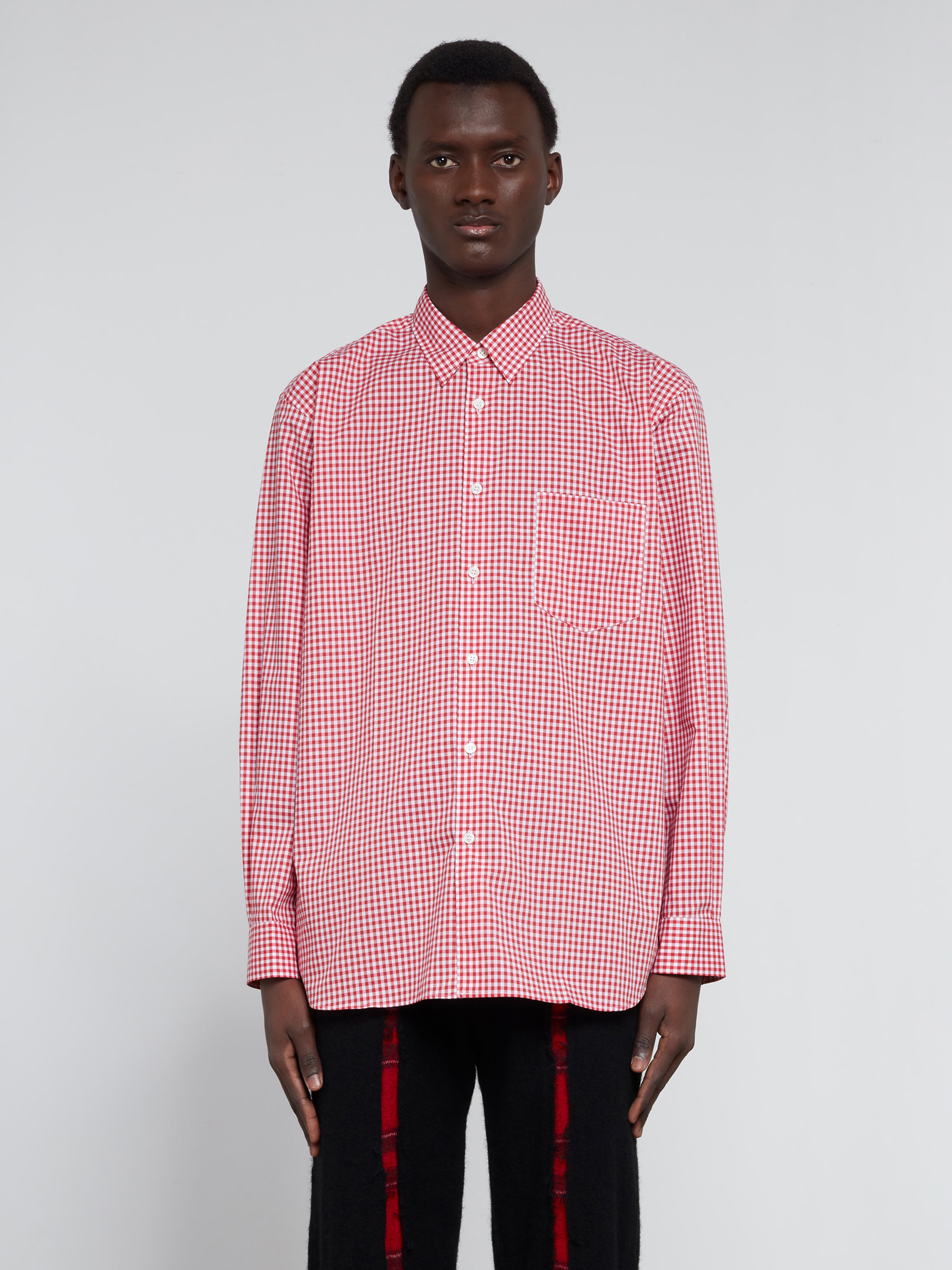 CDG Shirt Forever Wide Fit Woven Cotton Gingham Shirt (Red Gingham
