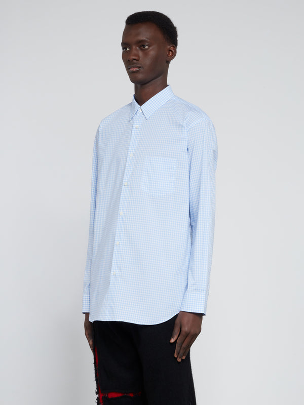 CDG Shirt Forever - Classic Fit Cotton Shirt - (Blue Gingham)