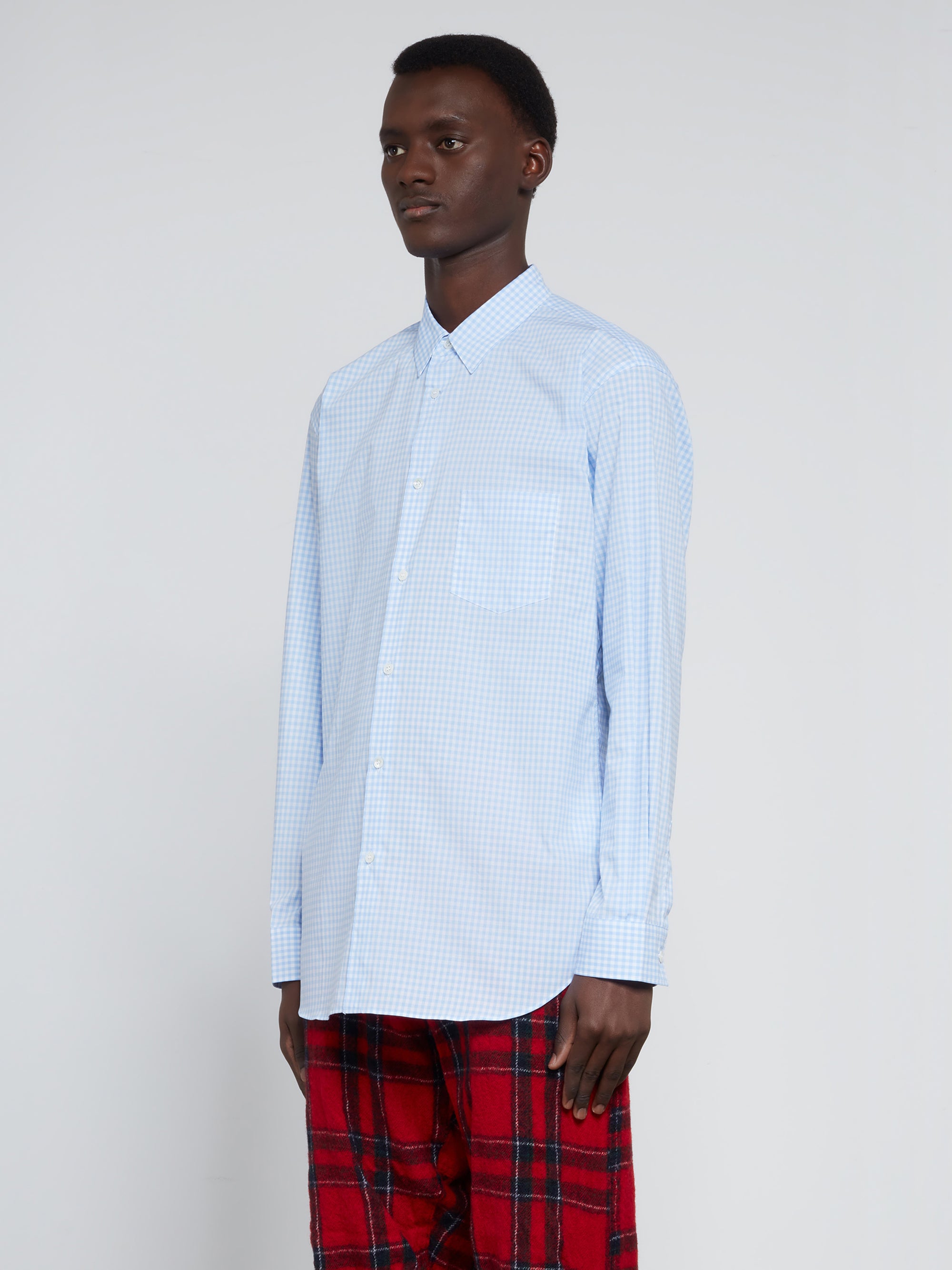 CDG Shirt Forever - Classic Fit Checked Shirt - (Blue) view 3