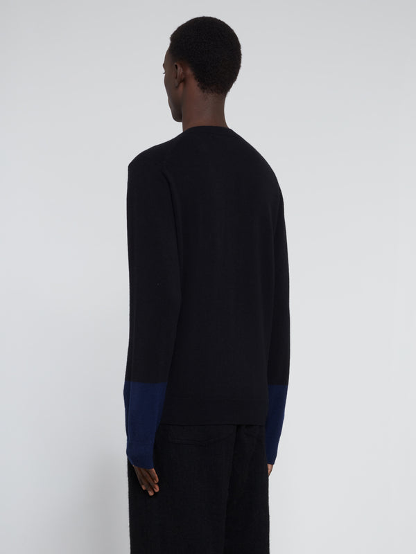 CDG Shirt Forever - V-Neck Contrast Jumper - (Black/Navy)