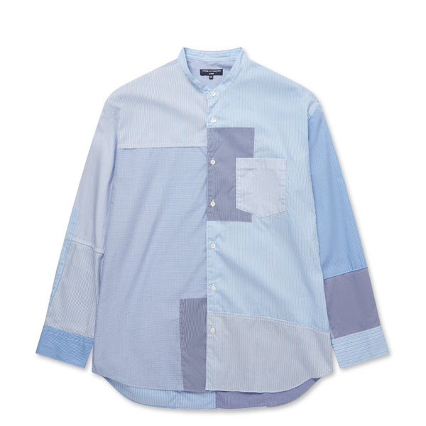 CDG Homme - Patchwork Mandarin Collar Shirt - (Blue Mix)