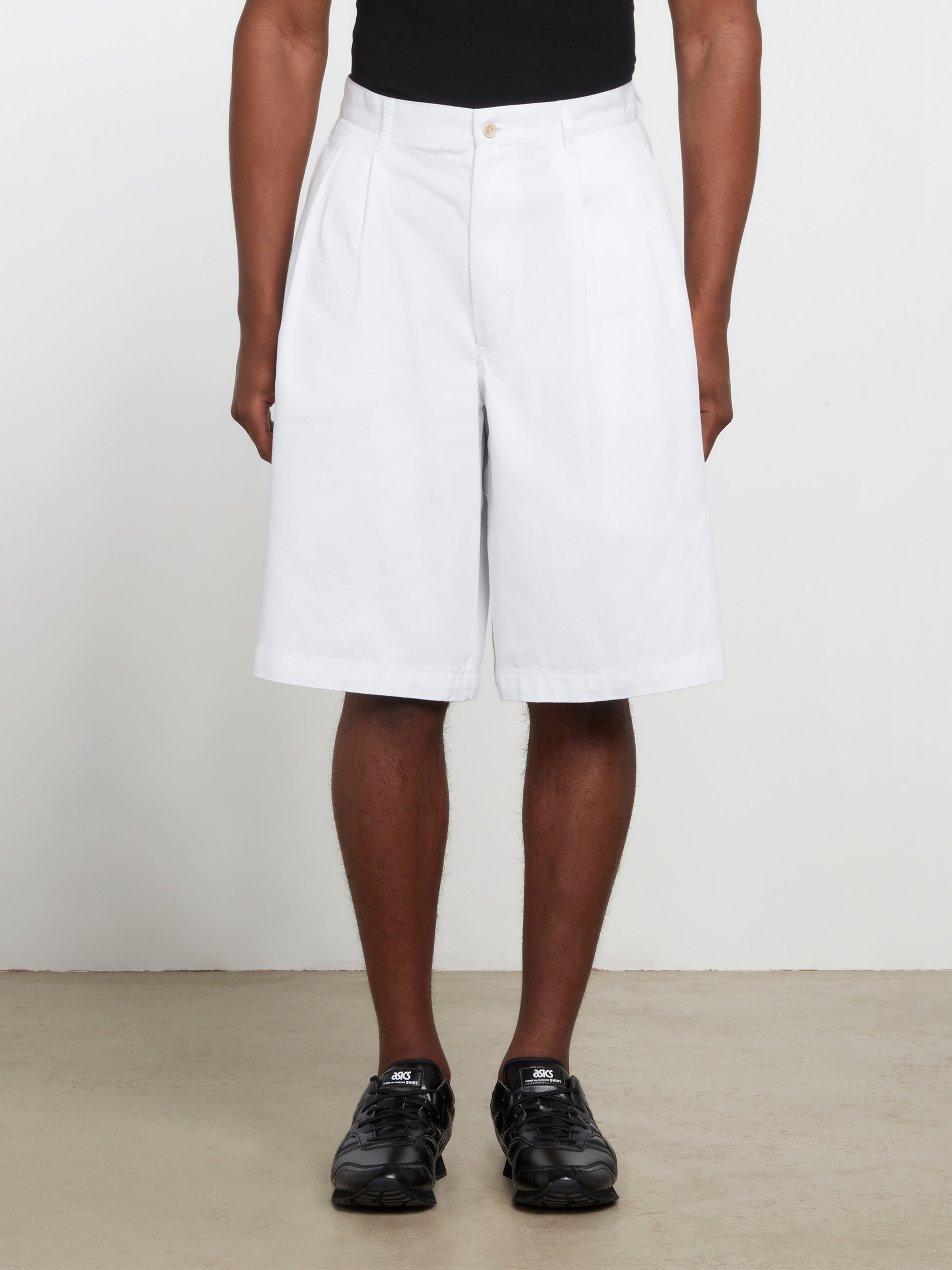 CDG Shirt Cotton Twill Shorts (White) | Dover Street Market E-Shop