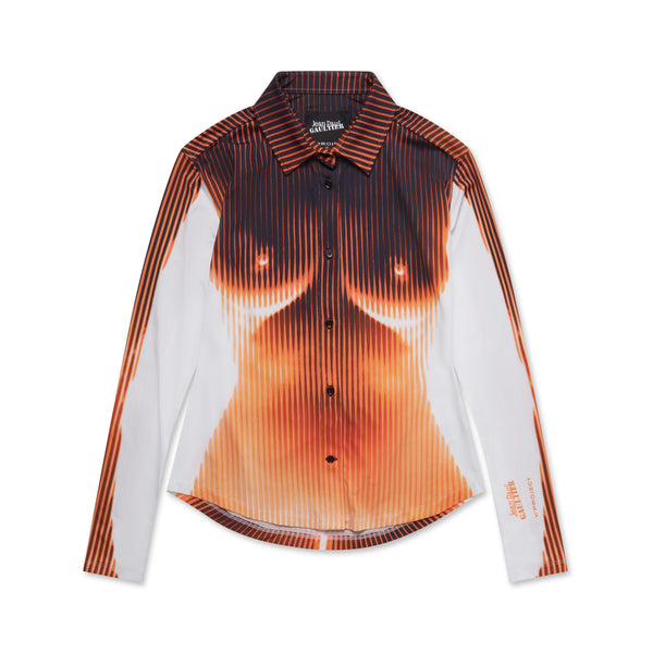 Jean Paul Gaultier - Y Project Women’s Body Morph Fitted Shirt - (Black/Orange/White)
