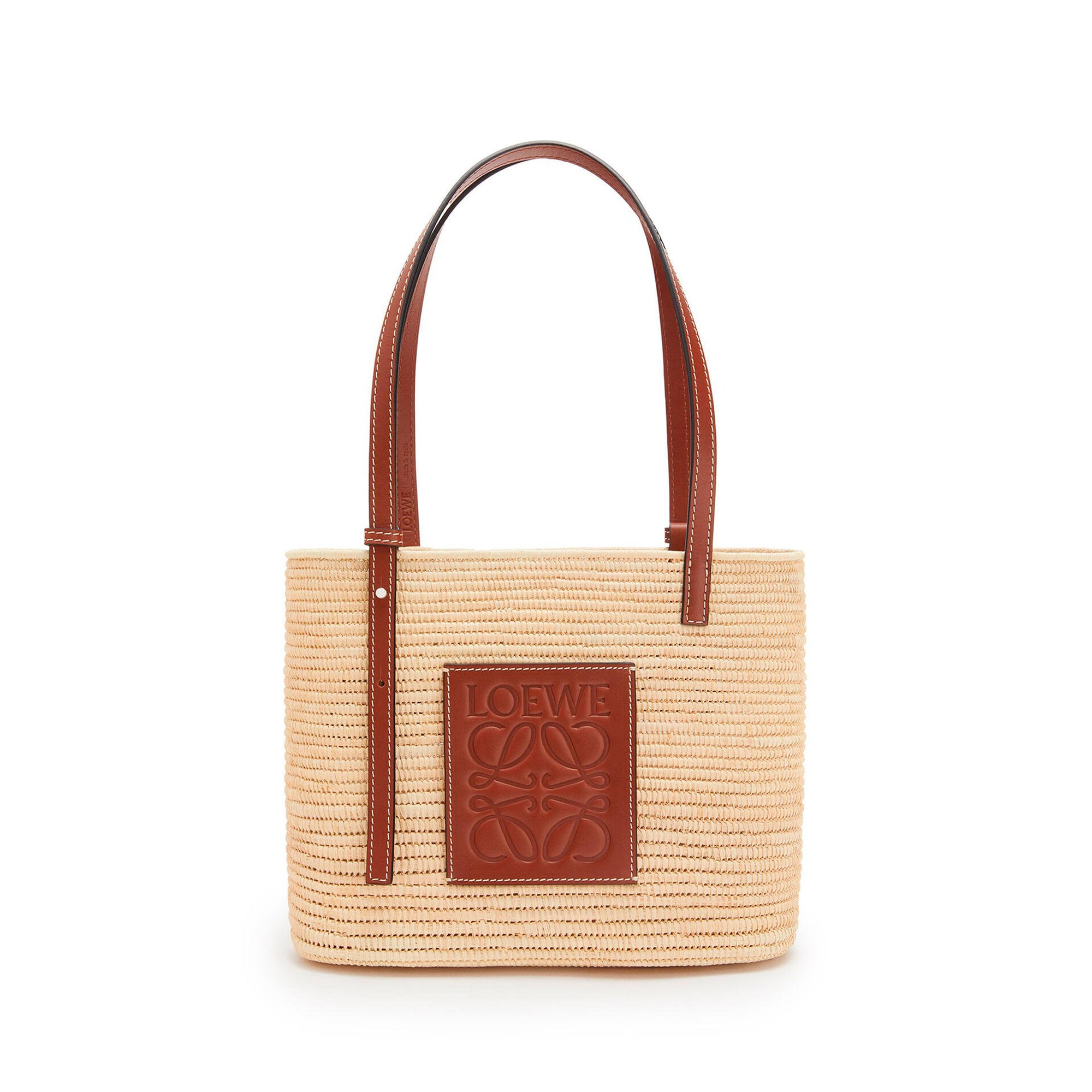 Loewe - Women’s Square Basket Small Bag - (Natural/Pecan) view 1