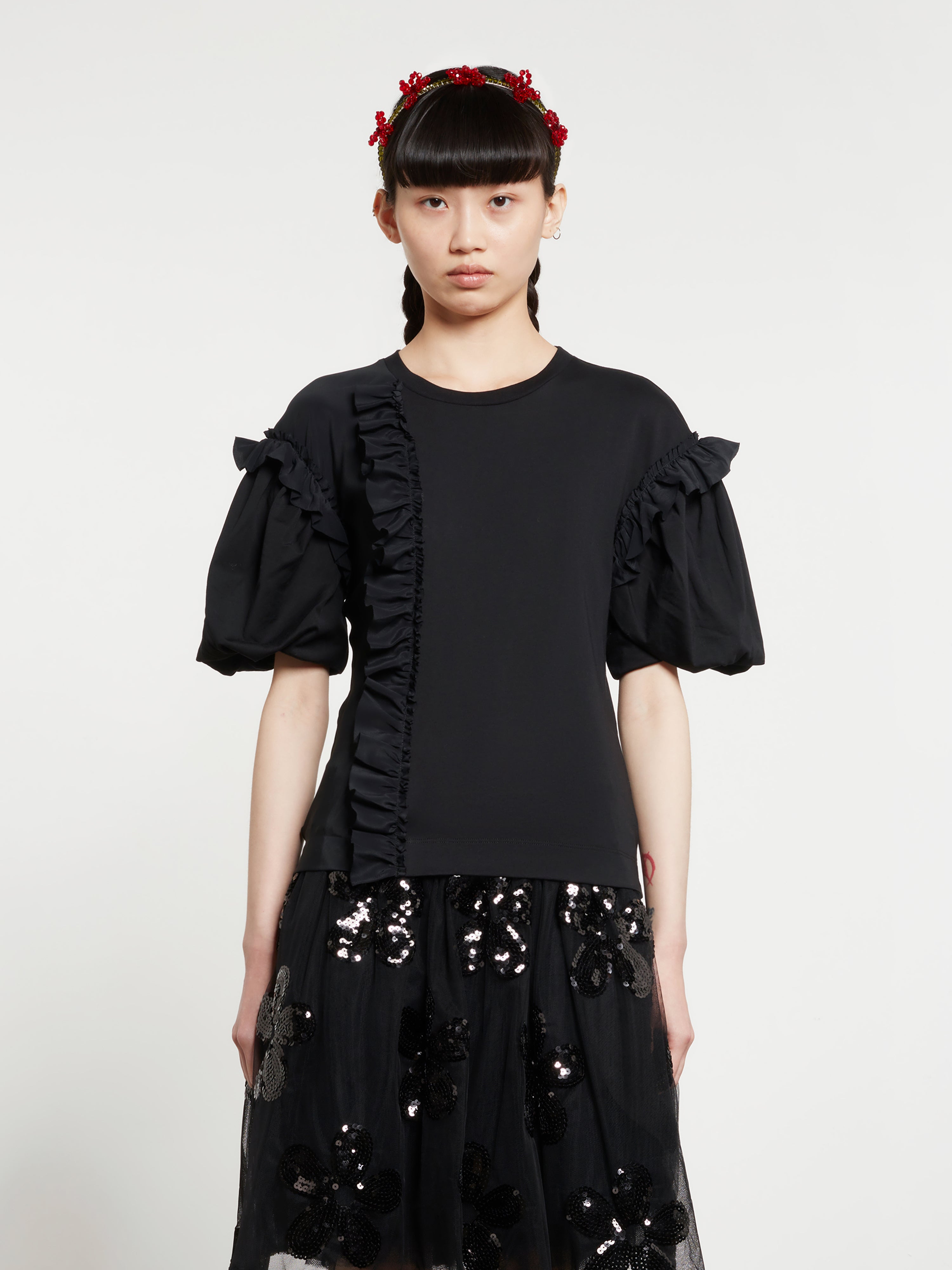 Simone Rocha Women's Short Puff Sleeve T-Shirt (Black) | Dover