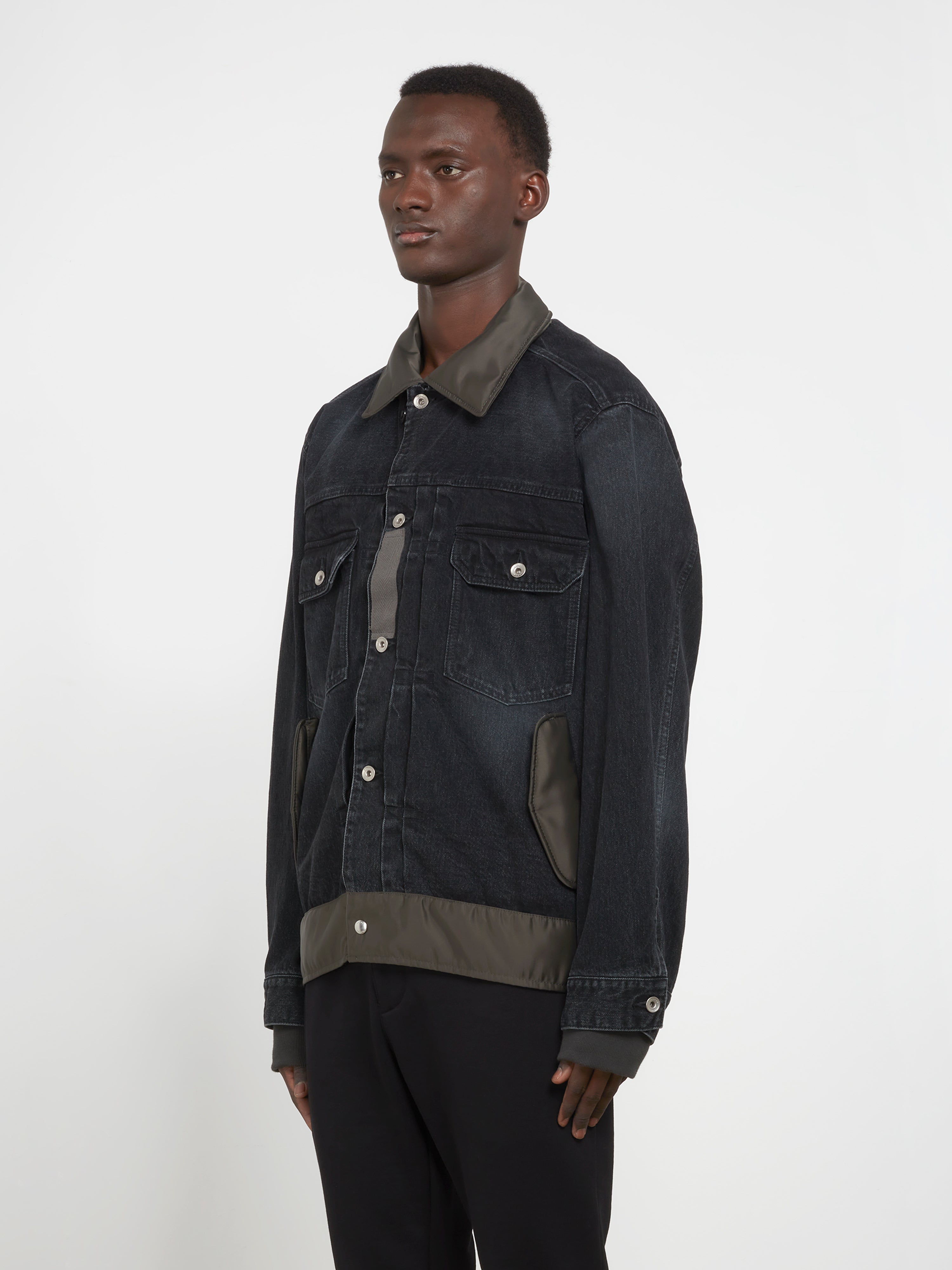 sacai Men's Denim X Nylon Twill Blouson (Black) | Dover Street