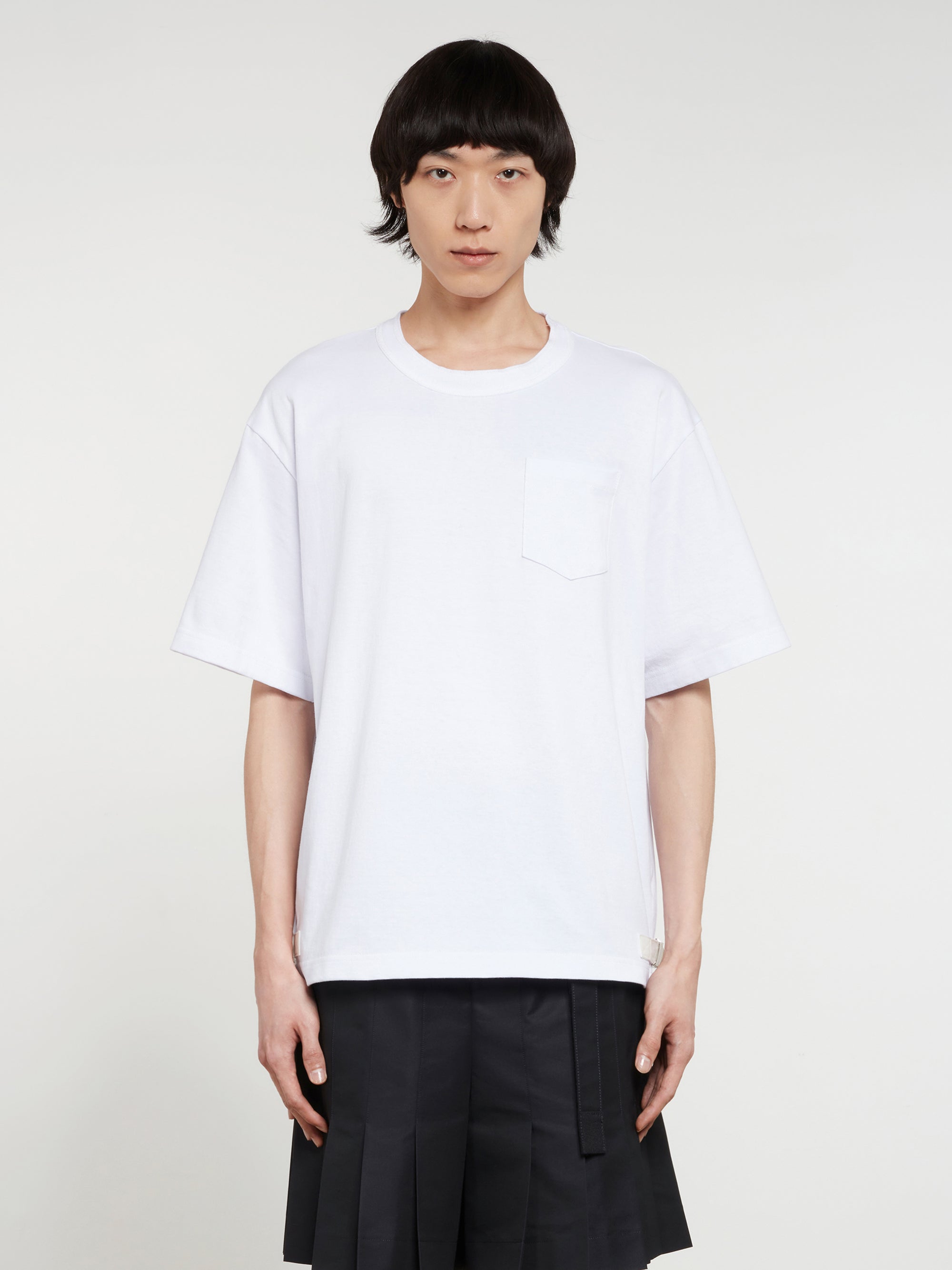 Sacai - Men’s Nylon Twill Cotton Jersey T-shirt - (Off White) view 1