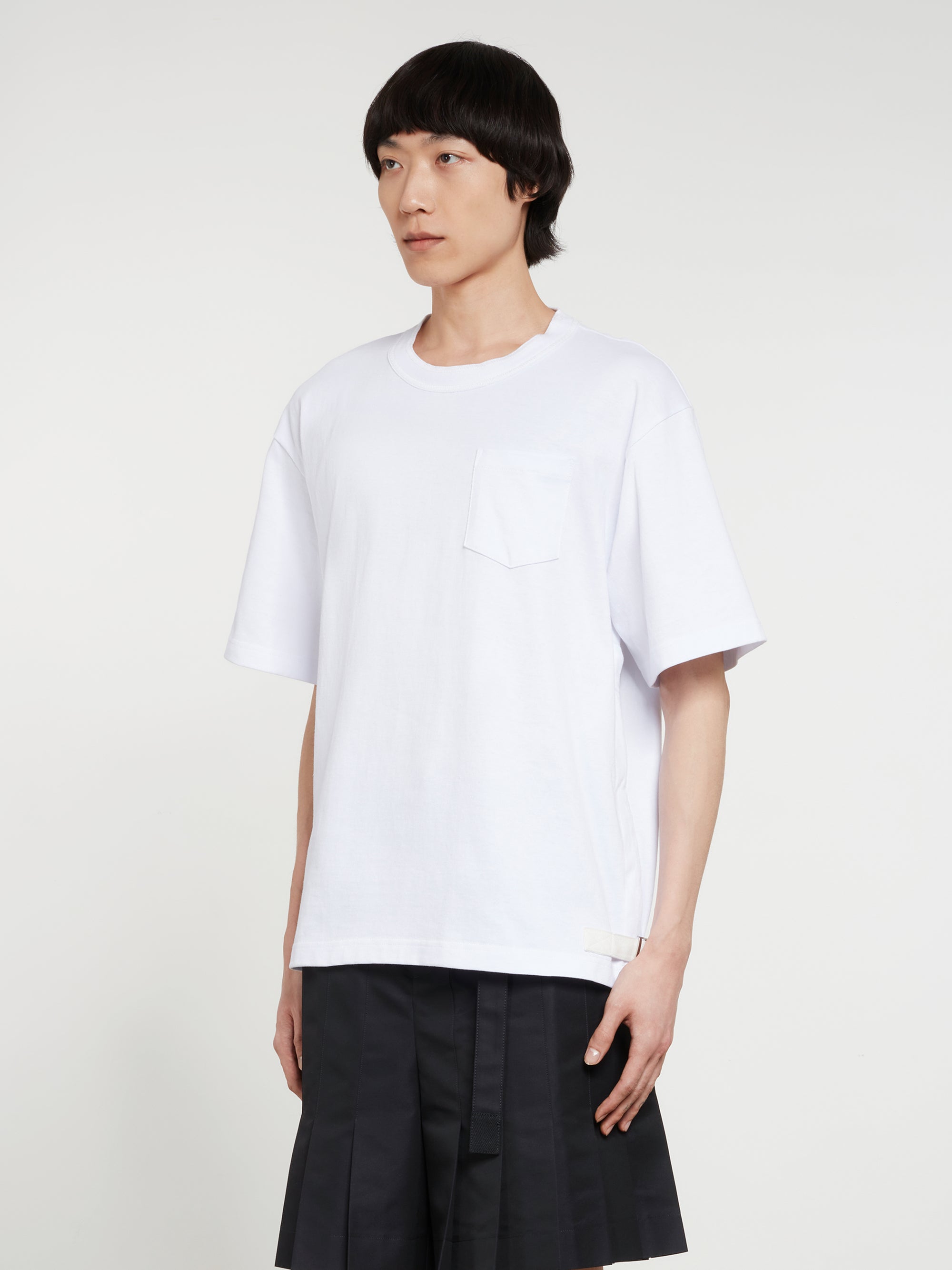 Sacai - Men’s Nylon Twill Cotton Jersey T-shirt - (Off White) view 2