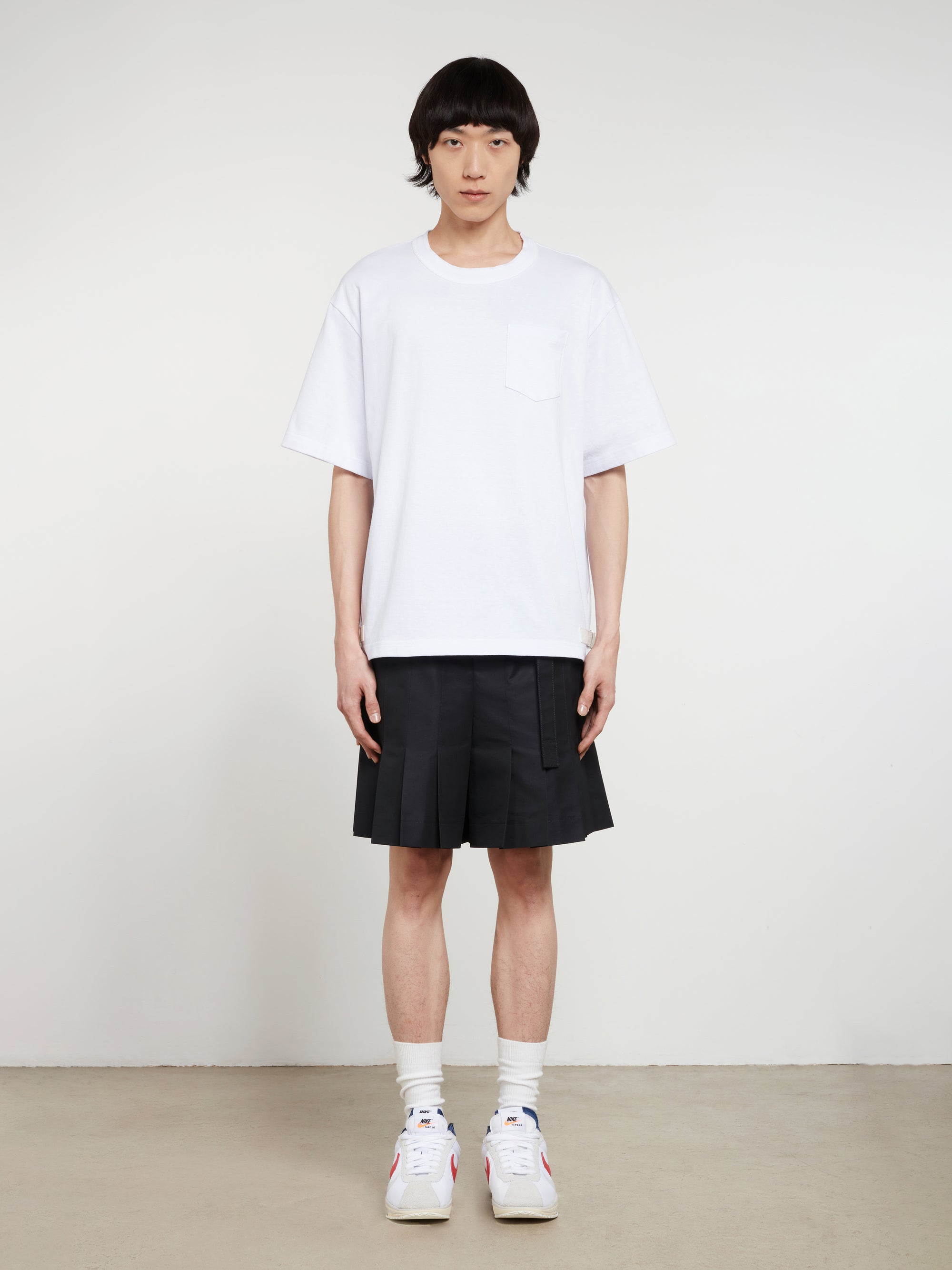 Sacai - Men’s Nylon Twill Cotton Jersey T-shirt - (Off White) view 4