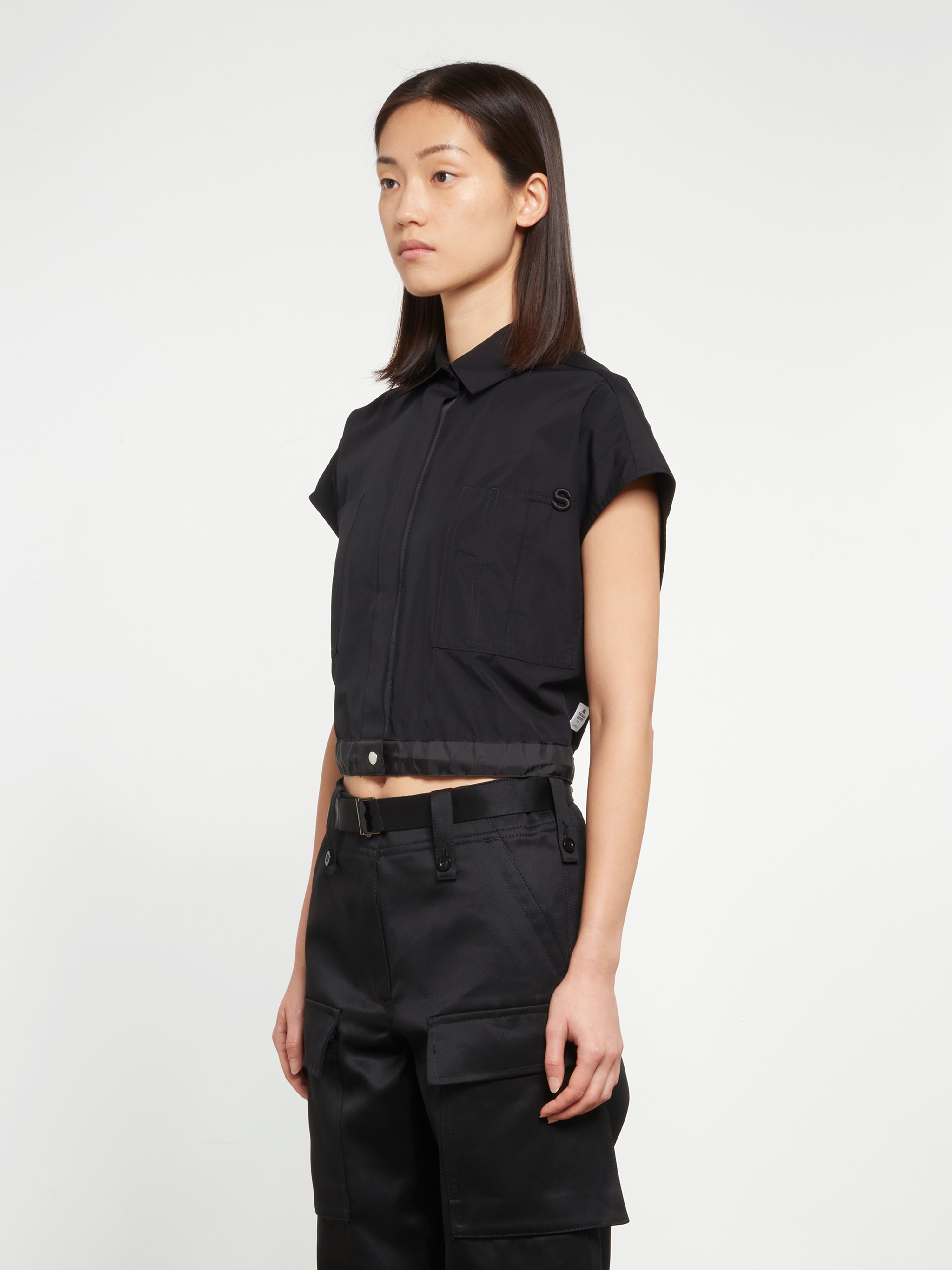 sacai Women's Thomas Mason Edition Shirt (Black) | Dover Street