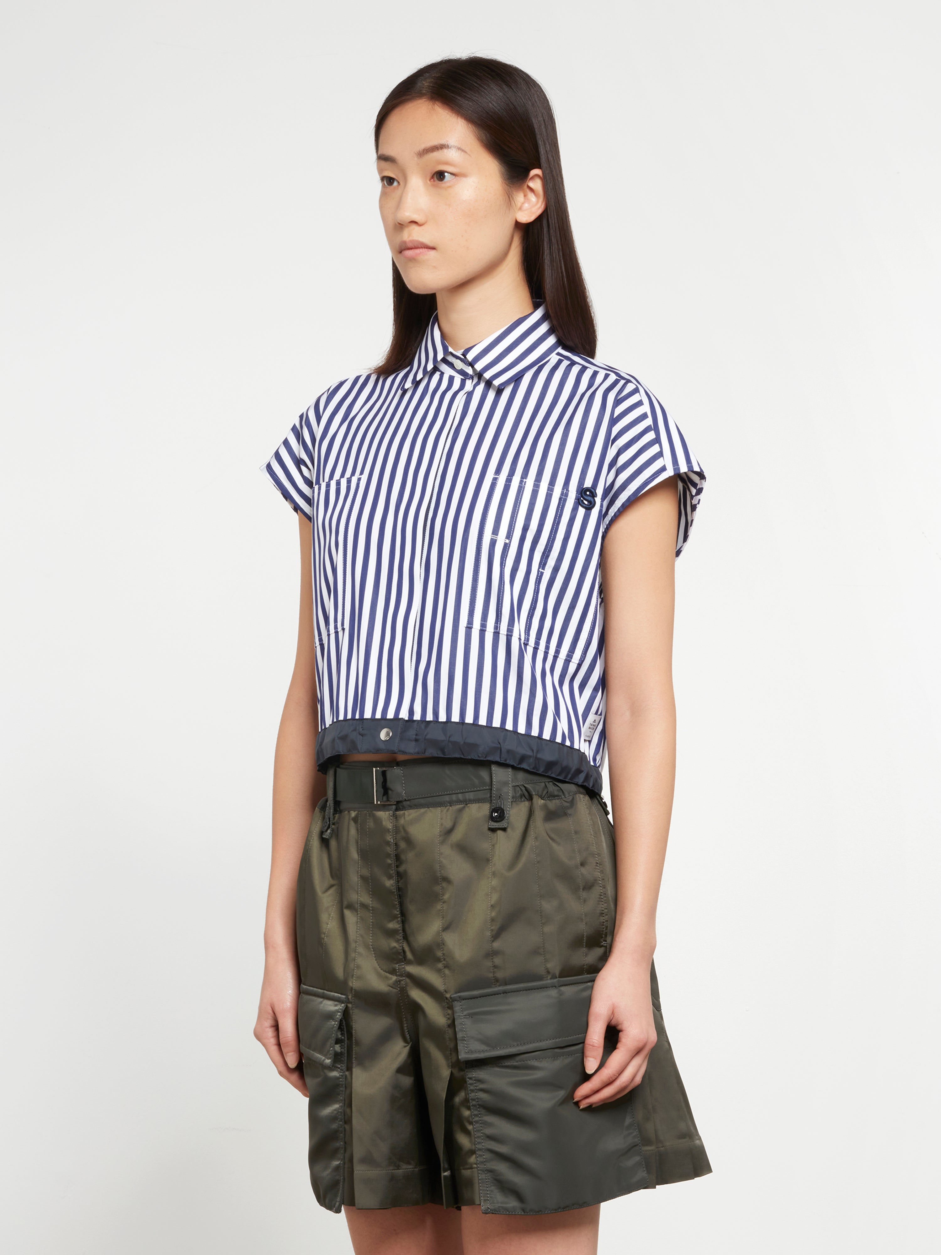 sacai Women's Thomas Mason Edition Shirt (Navy Stripe) | Dover