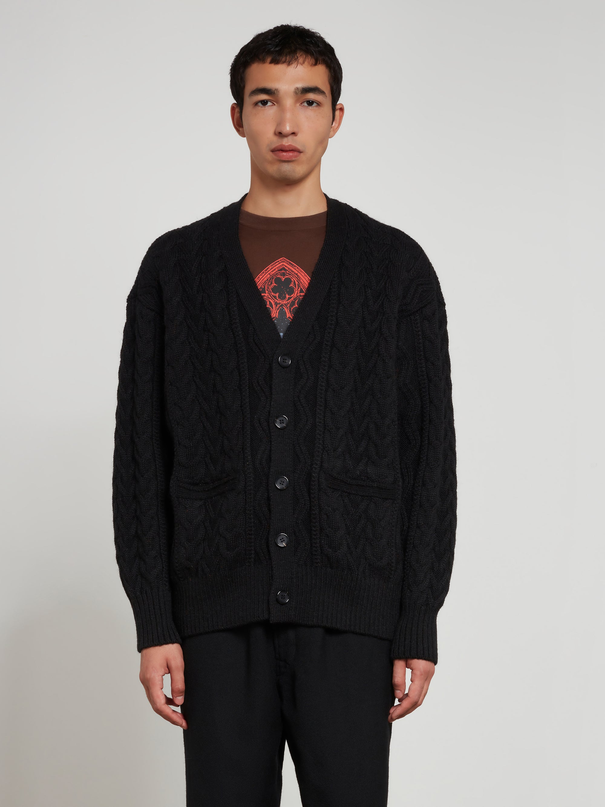 Undercover: Men’s Knitted Wool Cardigan (Black) | DSML E-SHOP