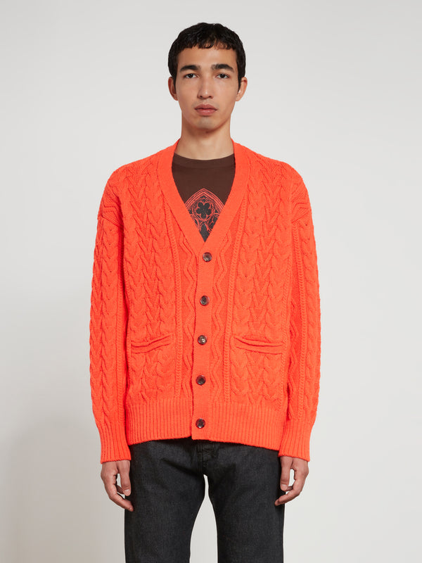 Undercover - Men’s Knitted Wool Cardigan - (Orange)