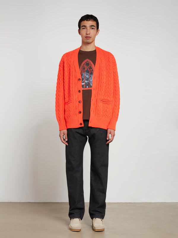 Undercover - Men’s Knitted Wool Cardigan - (Orange)