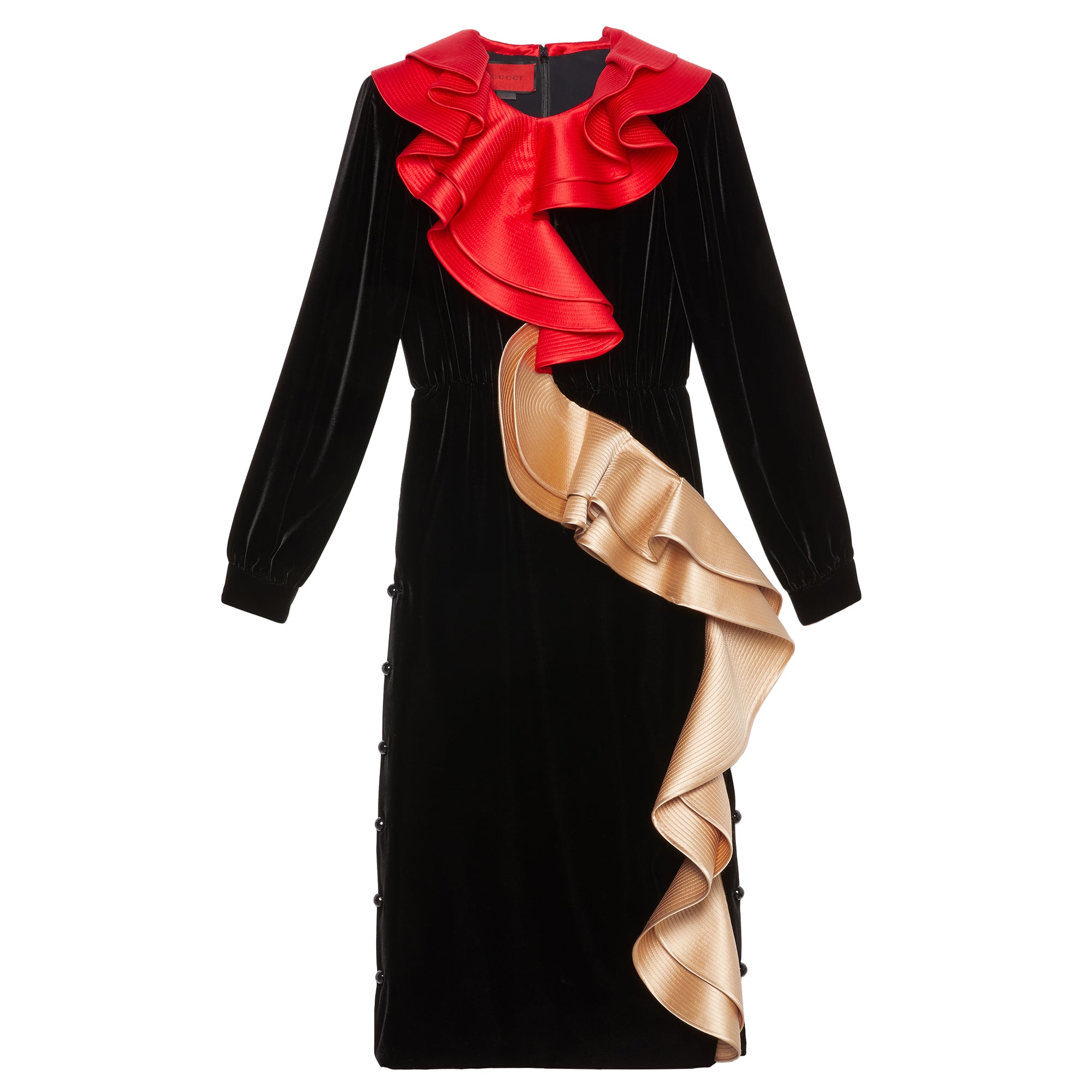 Gucci - Women’s DSM Exclusive Velvet Satin Midi Dress - (Black/Red) view 5
