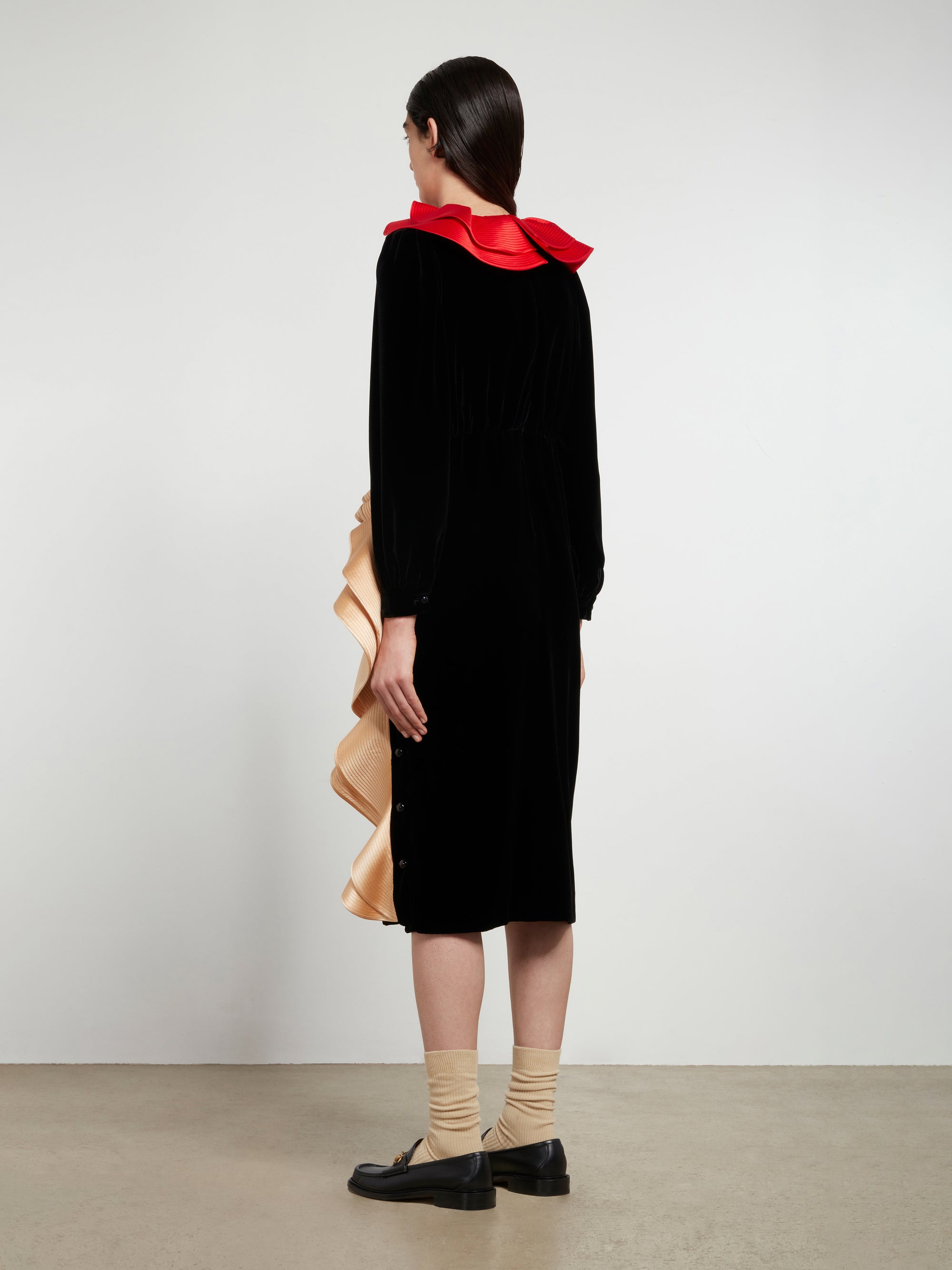 Gucci - Women’s DSM Exclusive Velvet Satin Midi Dress - (Black/Red) view 3