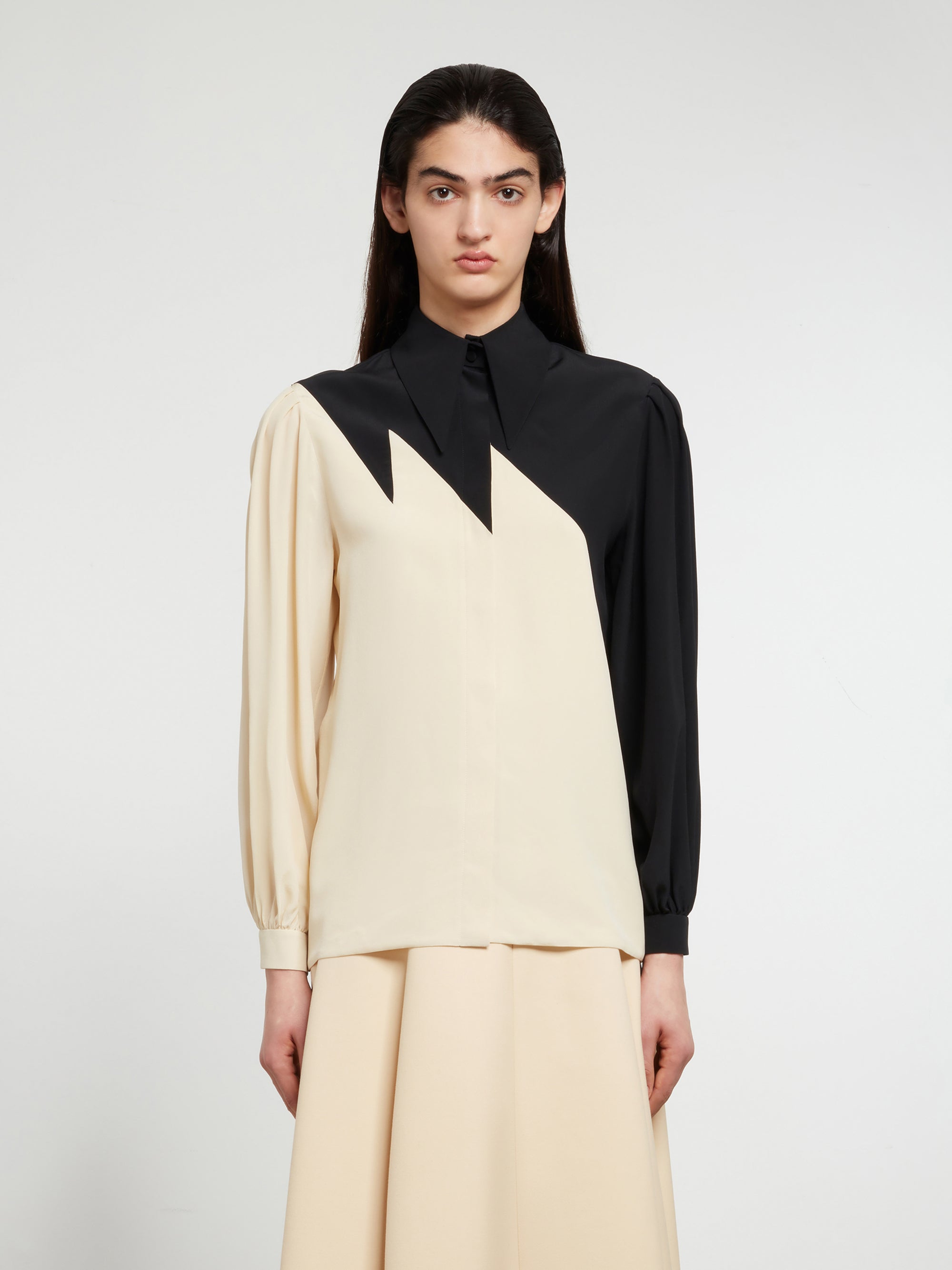 Gucci - Women’s DSM Exclusive Silk Crepe de Chine Shirt - (Black/Ivory) view 1