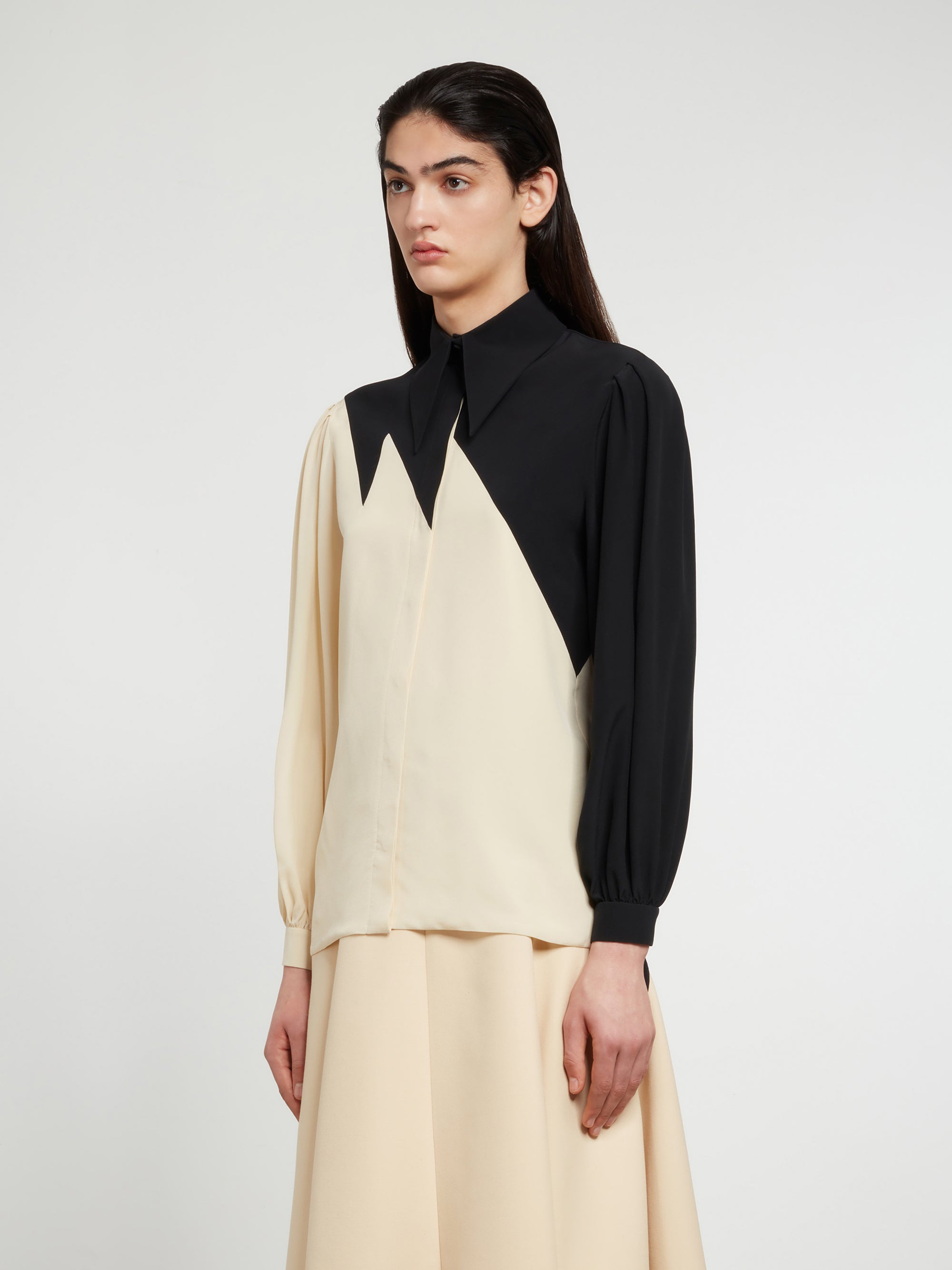 Gucci - Women’s DSM Exclusive Silk Crepe de Chine Shirt - (Black/Ivory) view 2