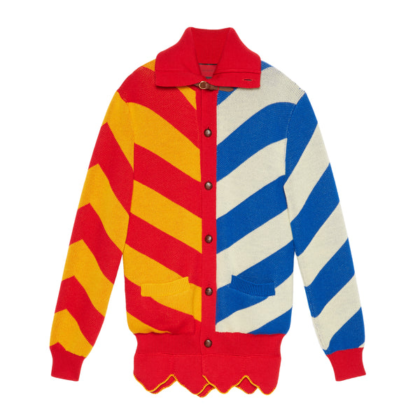 Gucci - Men’s DSM Exclusive Striped Wool Knitted Cardigan - (Live Red)