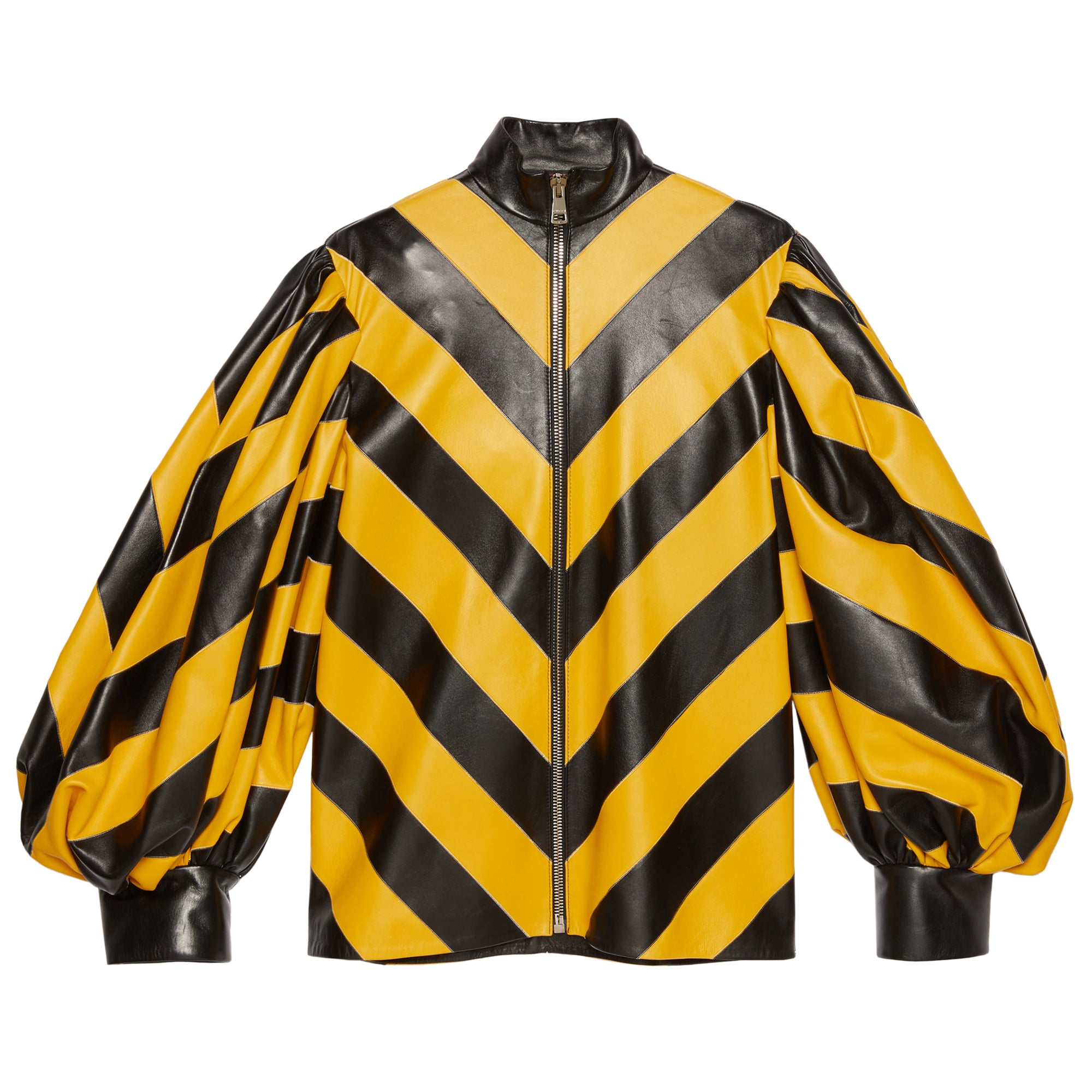 Gucci - Women’s DSM Exclusive Intarisa Leather Zip Jacket - (Black/Yellow) view 4