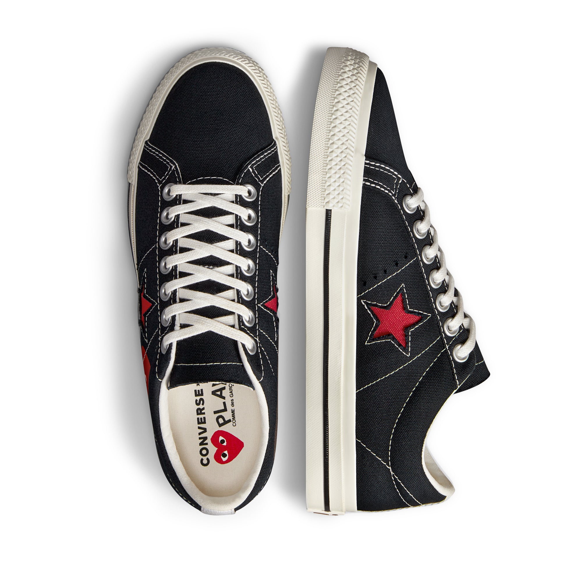 Play Converse - Red Heart One Star - (Black) view 4