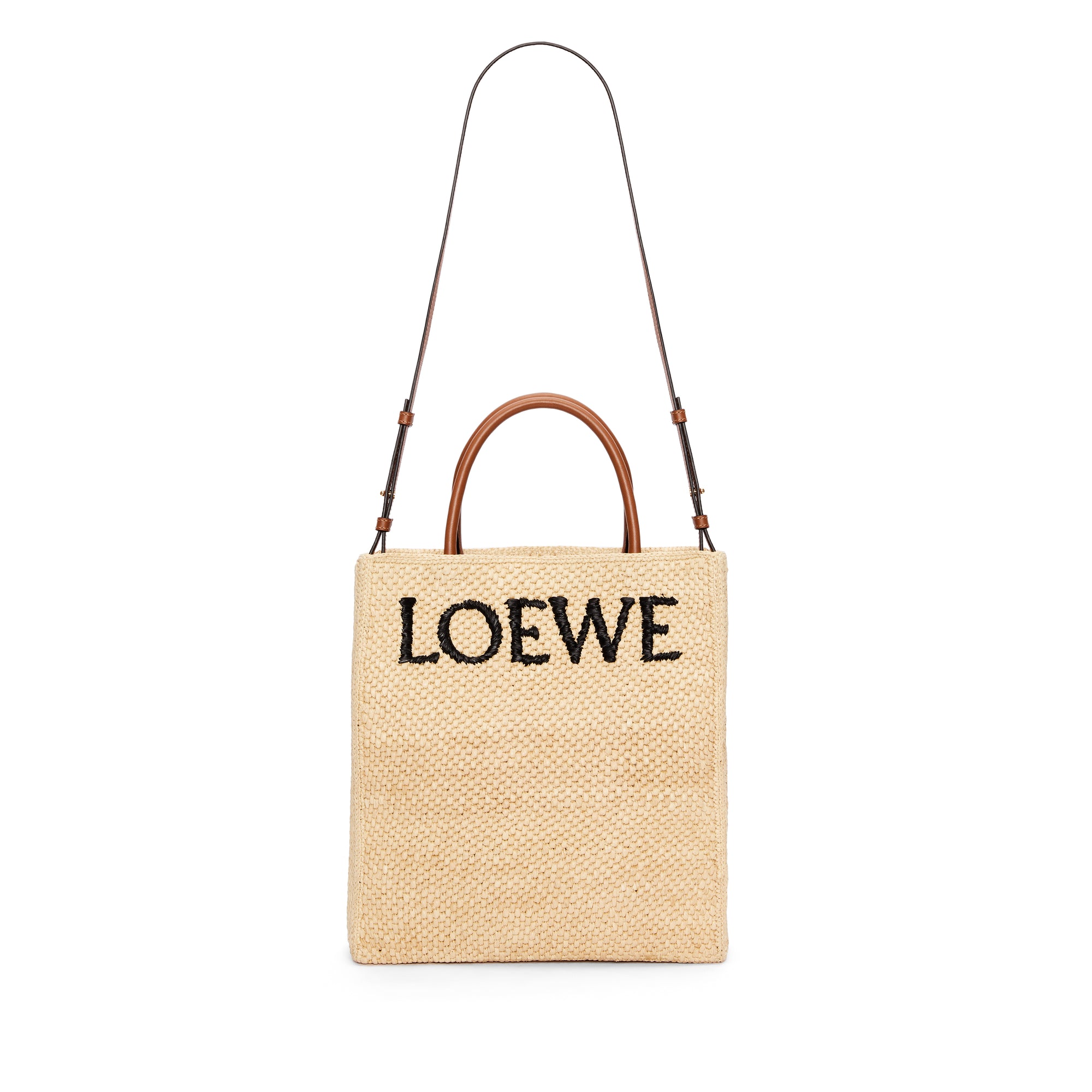 Loewe - Women’s Small Raphia Tote Bag - (Natural/Black) view 2