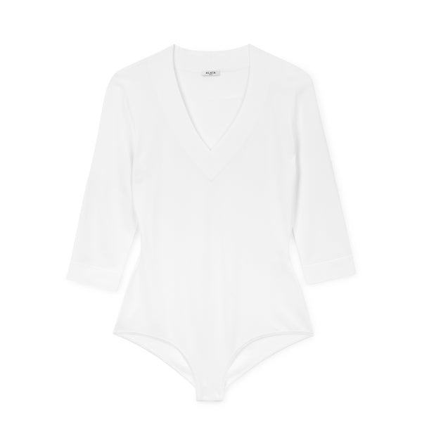 Alaïa - 3/4 Sleeve Viscose Bodysuit - (Optical White)