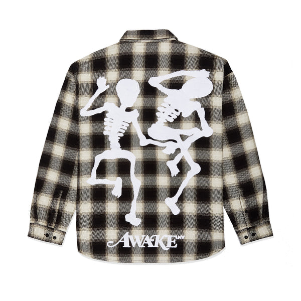 Awake NY - End and Beginning Embroidered Flannel - (Cream/Black)