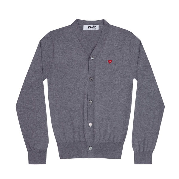 Play - Little Red Heart Men’s Cotton Cardigan - (Top Grey)