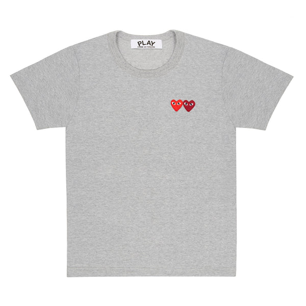 Play - T-Shirt with Double Heart - (Grey)