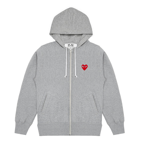 Play - Hooded Sweatshirt with 5 Hearts - (Grey)