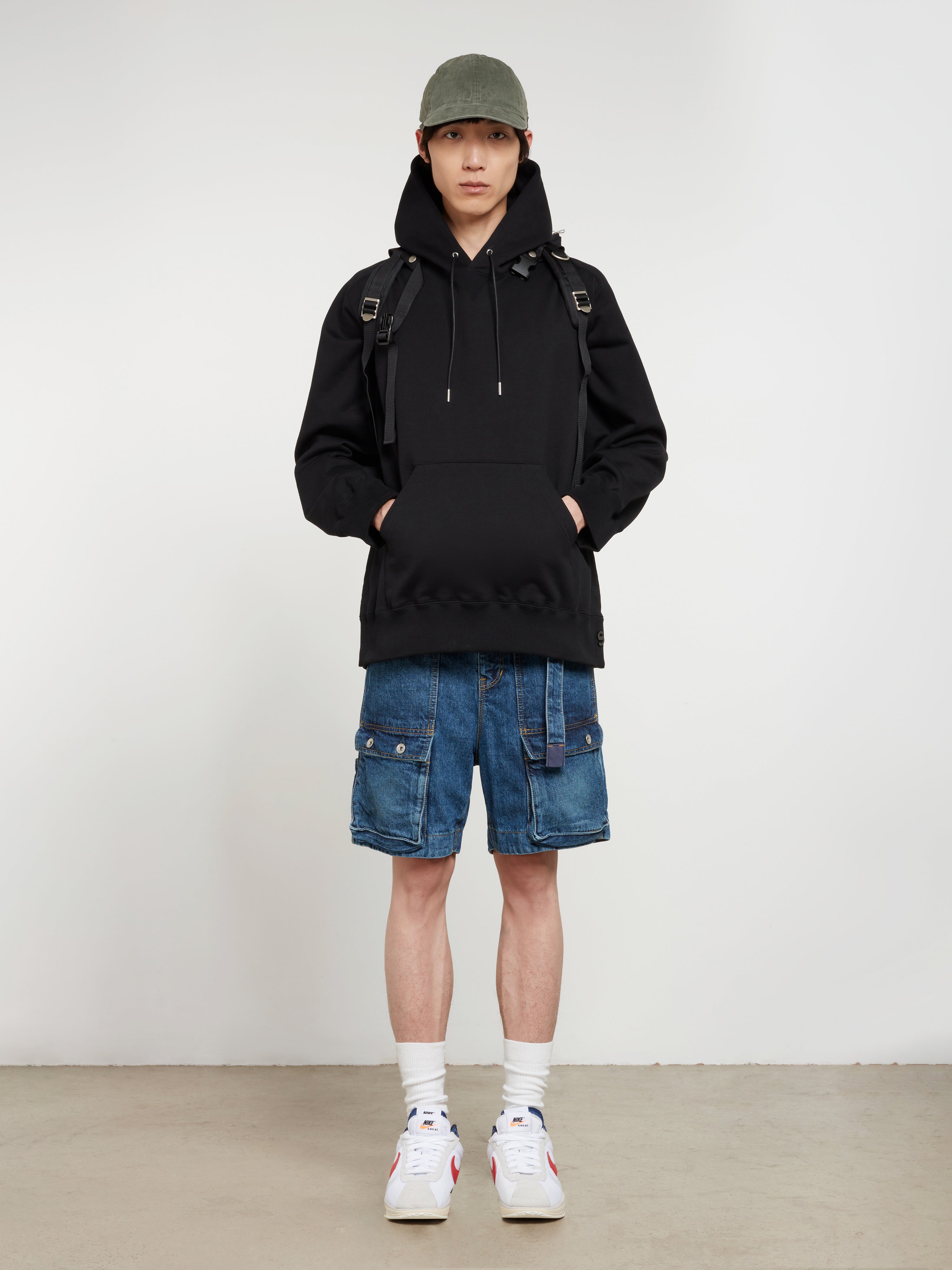 sacai Men's Sweat Jersey Hoodie (Black) | Dover Street Market E